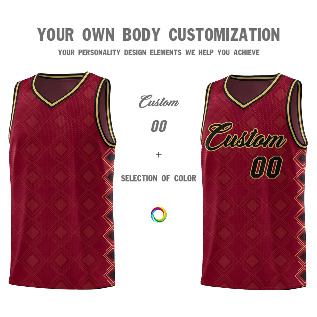Custom Crimson Side Blocks Sports Uniform Basketball Jersey
