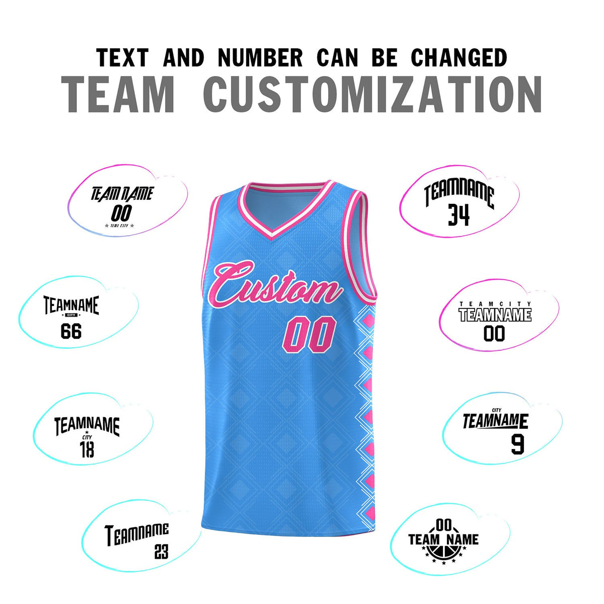 Custom Light Blue Side Blocks Sports Uniform Basketball Jersey