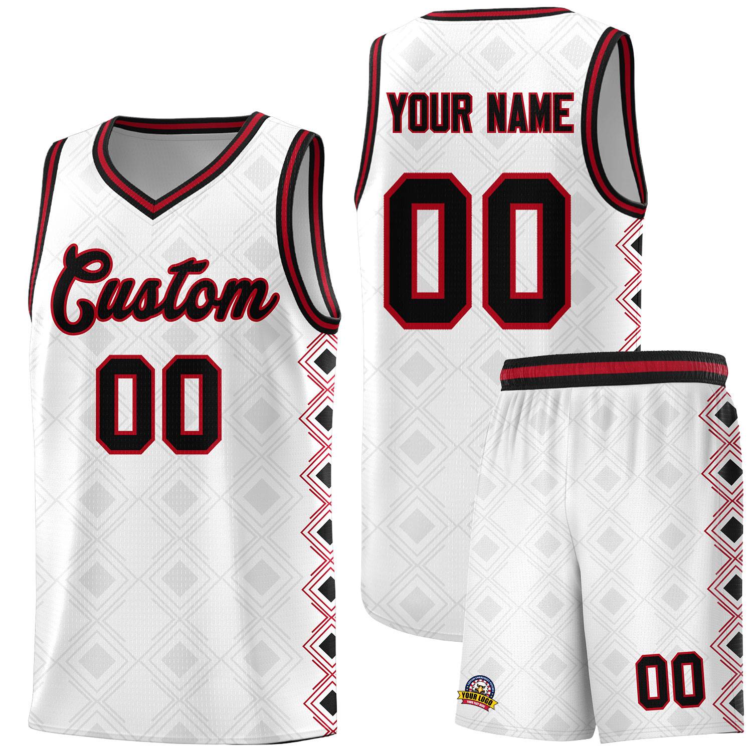 Custom White Side Blocks Sports Uniform Basketball Jersey