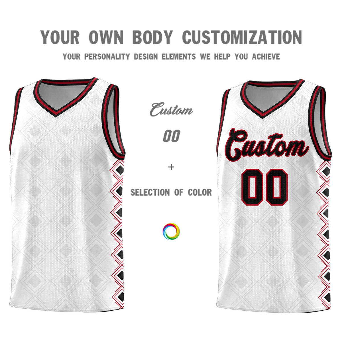 Custom White Side Blocks Sports Uniform Basketball Jersey