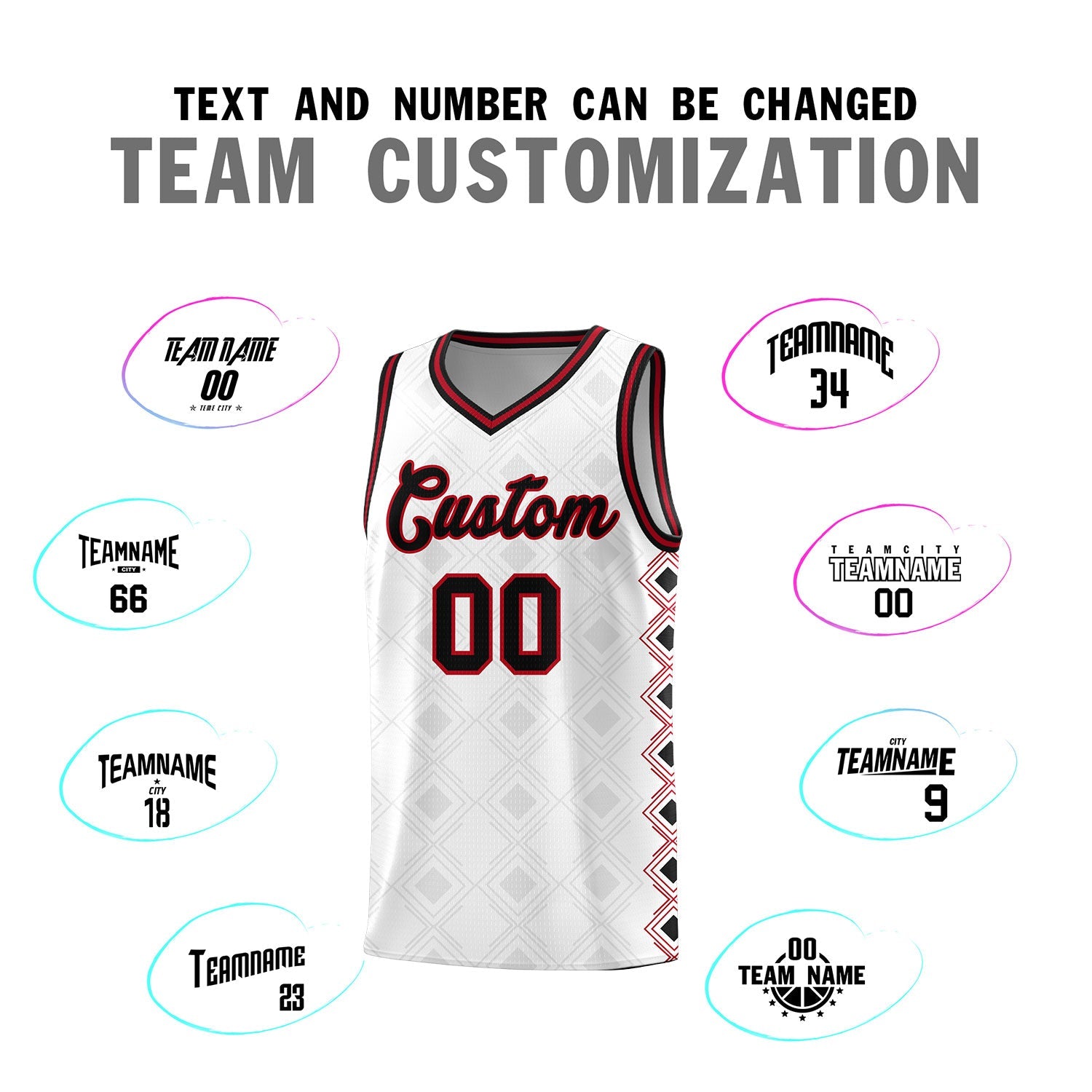 Custom White Side Blocks Sports Uniform Basketball Jersey