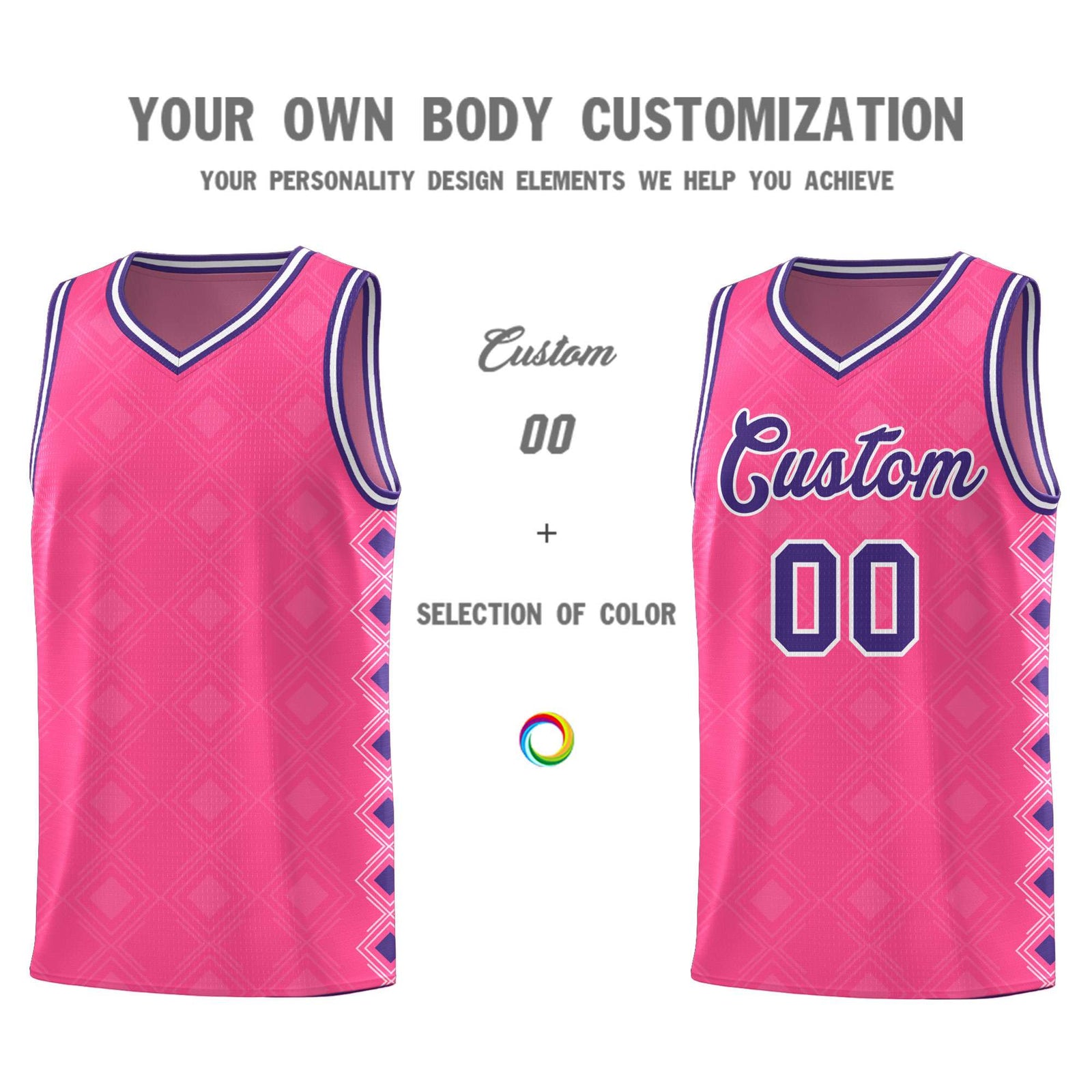Custom Pink Side Blocks Sports Uniform Basketball Jersey