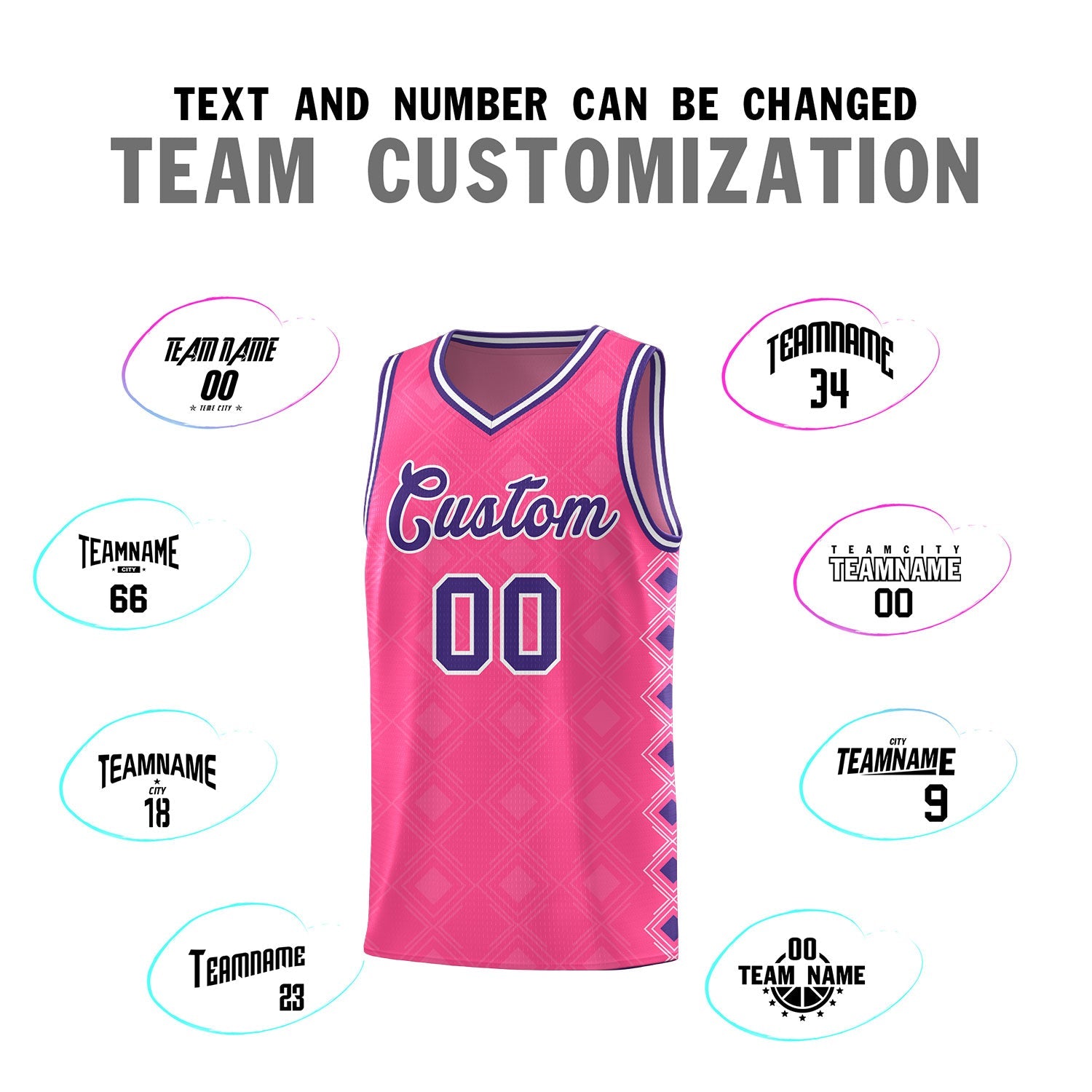 Custom Pink Side Blocks Sports Uniform Basketball Jersey