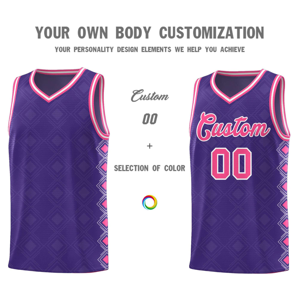 Custom Purple Side Blocks Sports Uniform Basketball Jersey