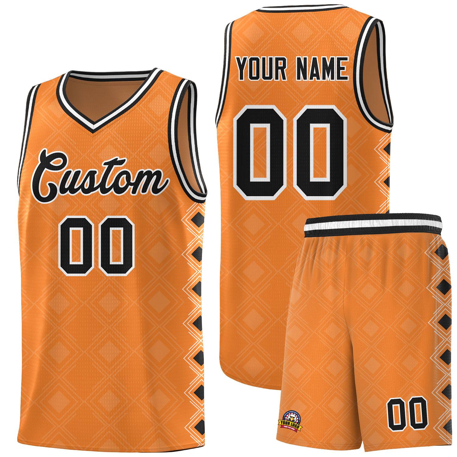 Custom Gold Orange Side Blocks Sports Uniform Basketball Jersey