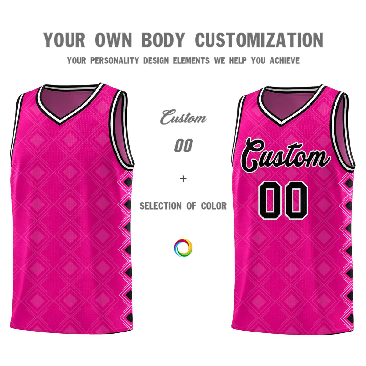 Custom Pink Side Blocks Sports Uniform Basketball Jersey