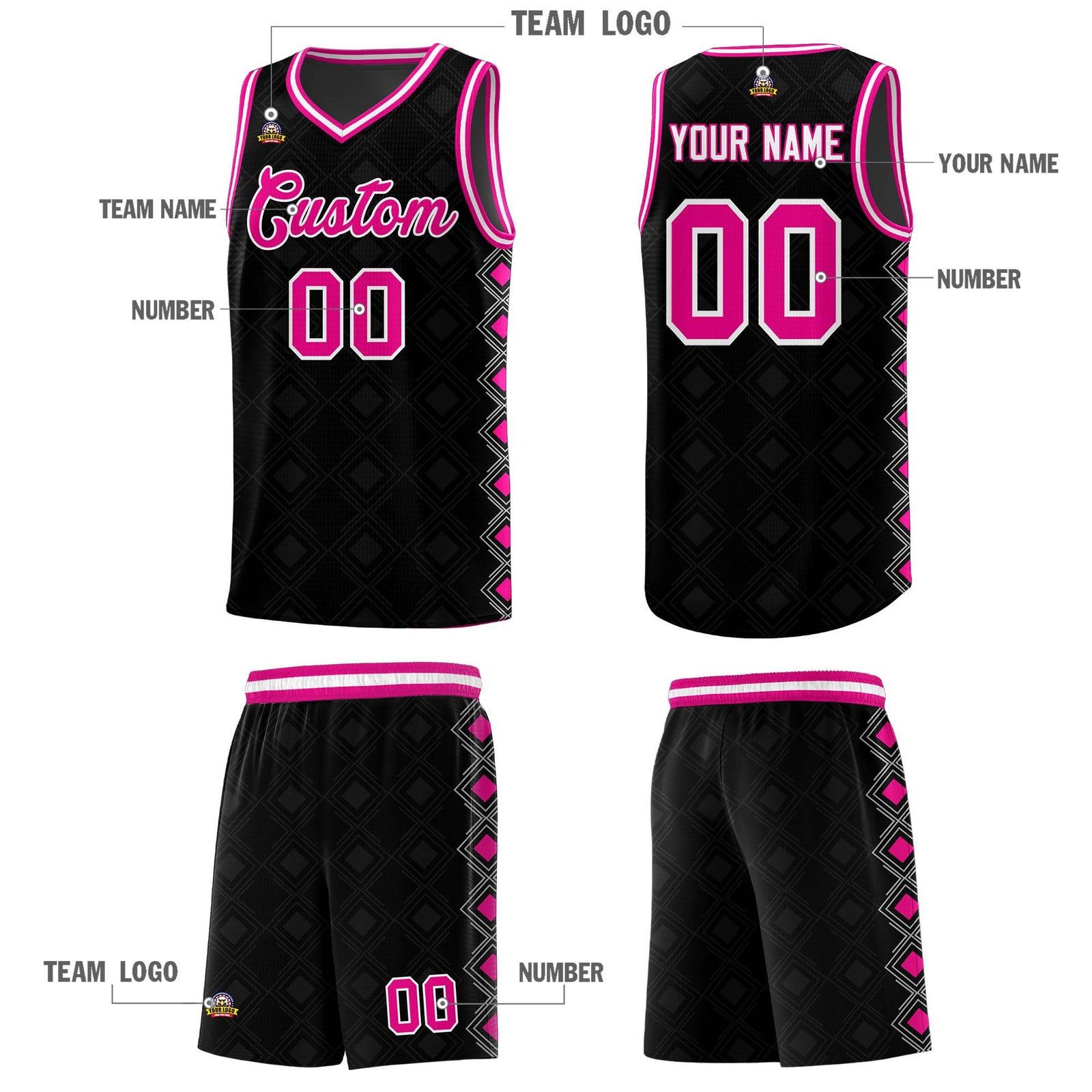 Custom Black Side Blocks Sports Uniform Basketball Jersey
