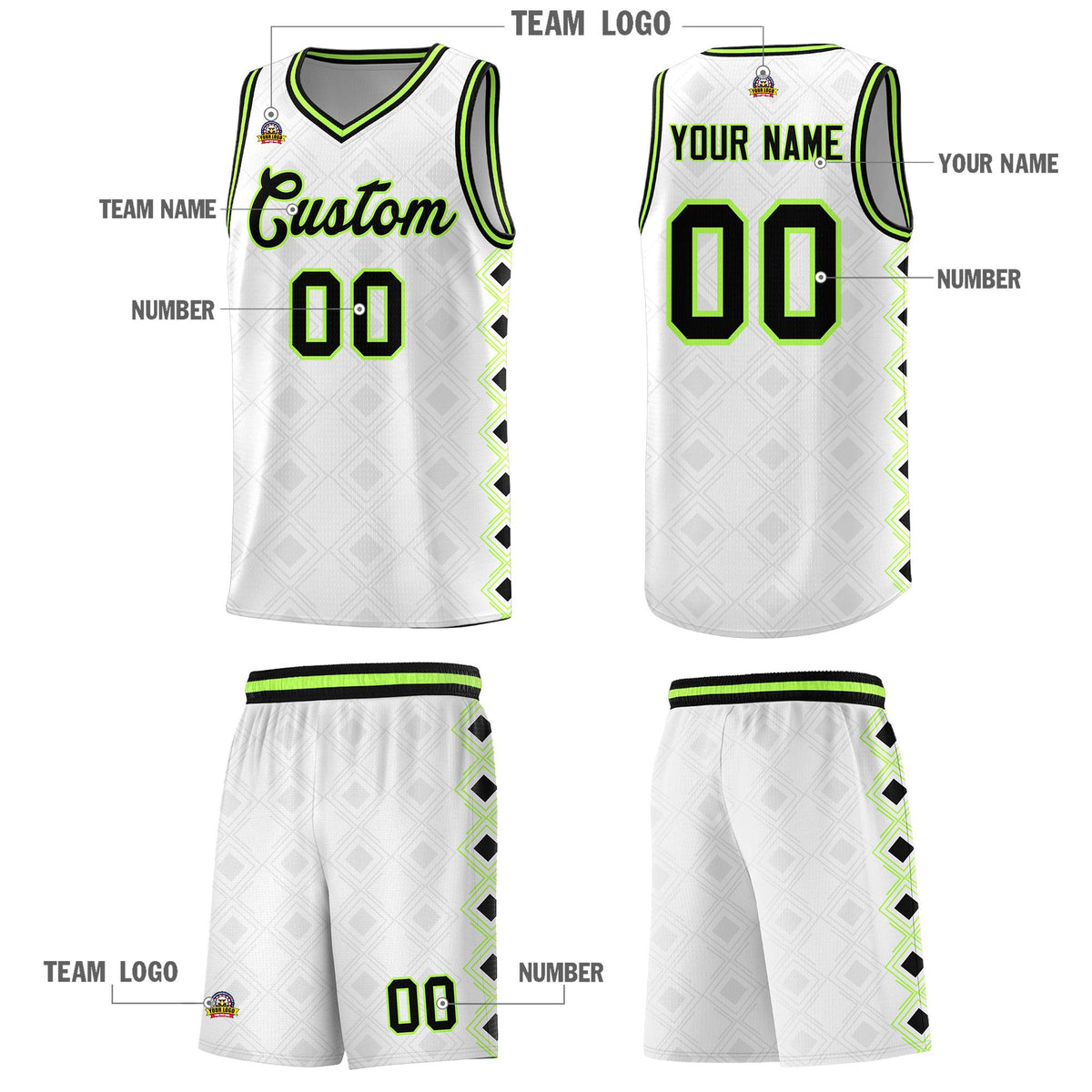 Custom White Side Blocks Sports Uniform Basketball Jersey