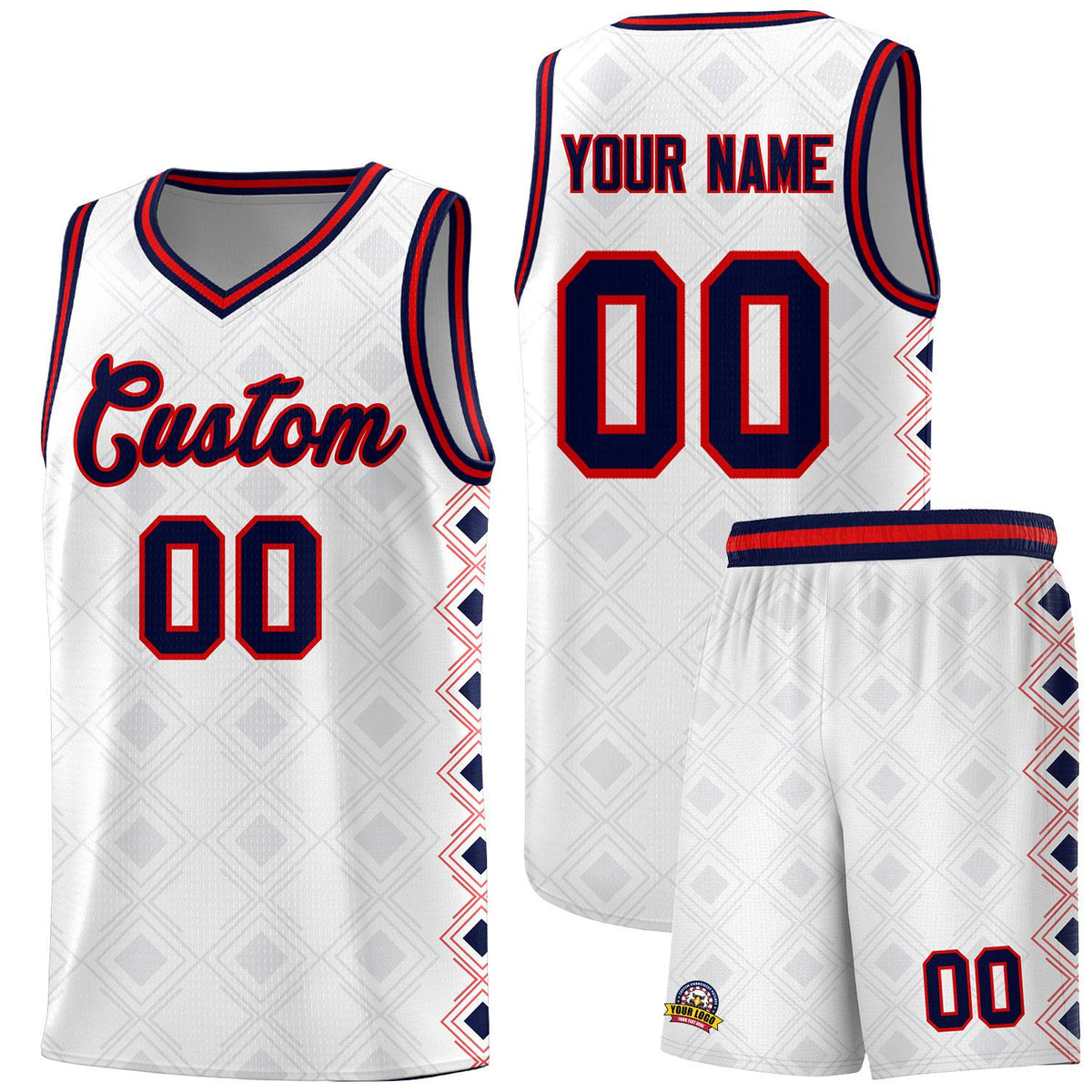 Custom White Side Blocks Sports Uniform Basketball Jersey