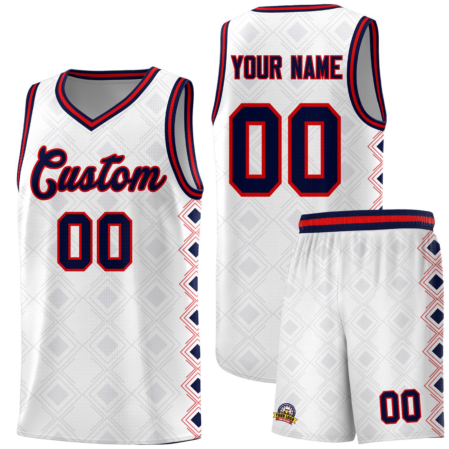 Custom White Side Blocks Sports Uniform Basketball Jersey