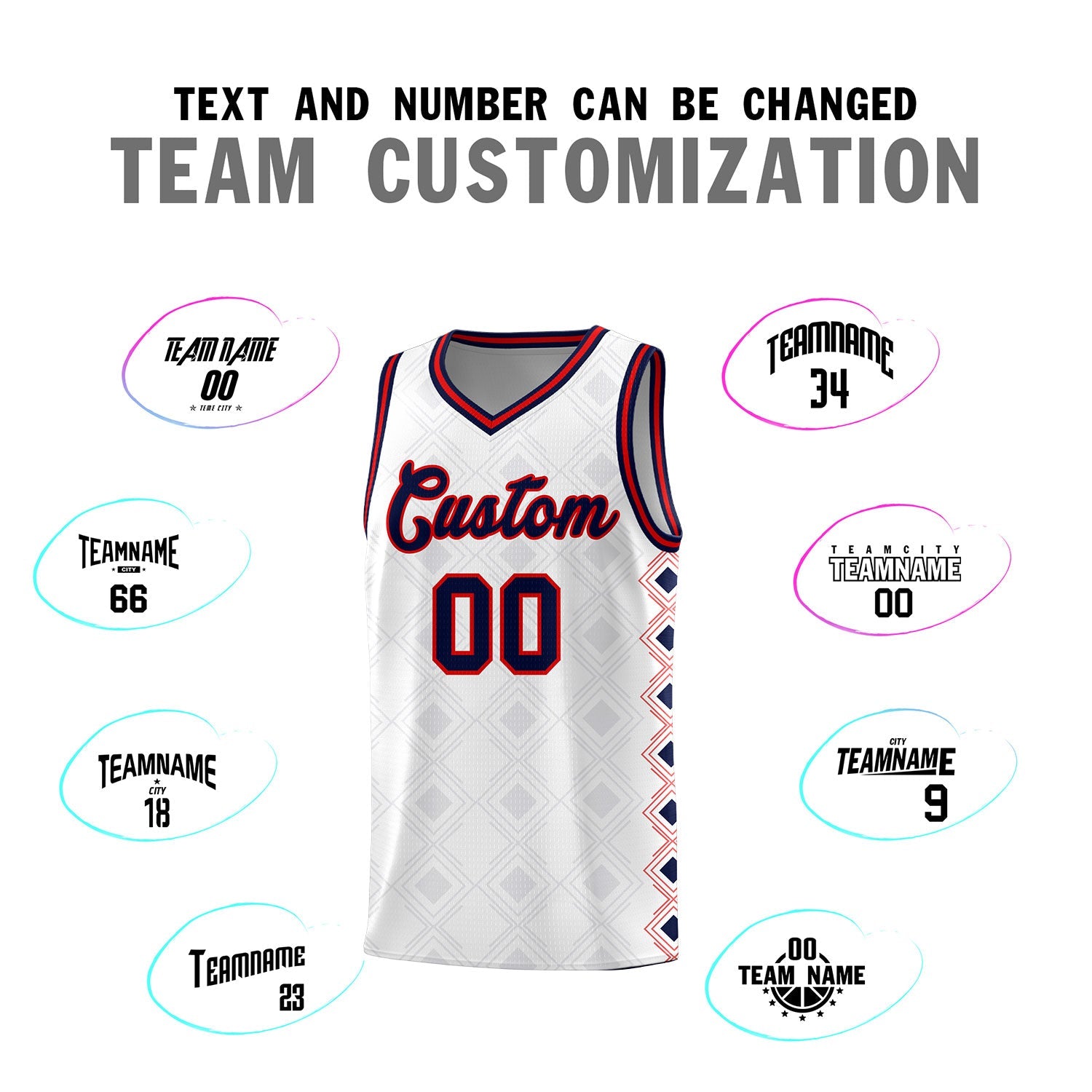 Custom White Side Blocks Sports Uniform Basketball Jersey