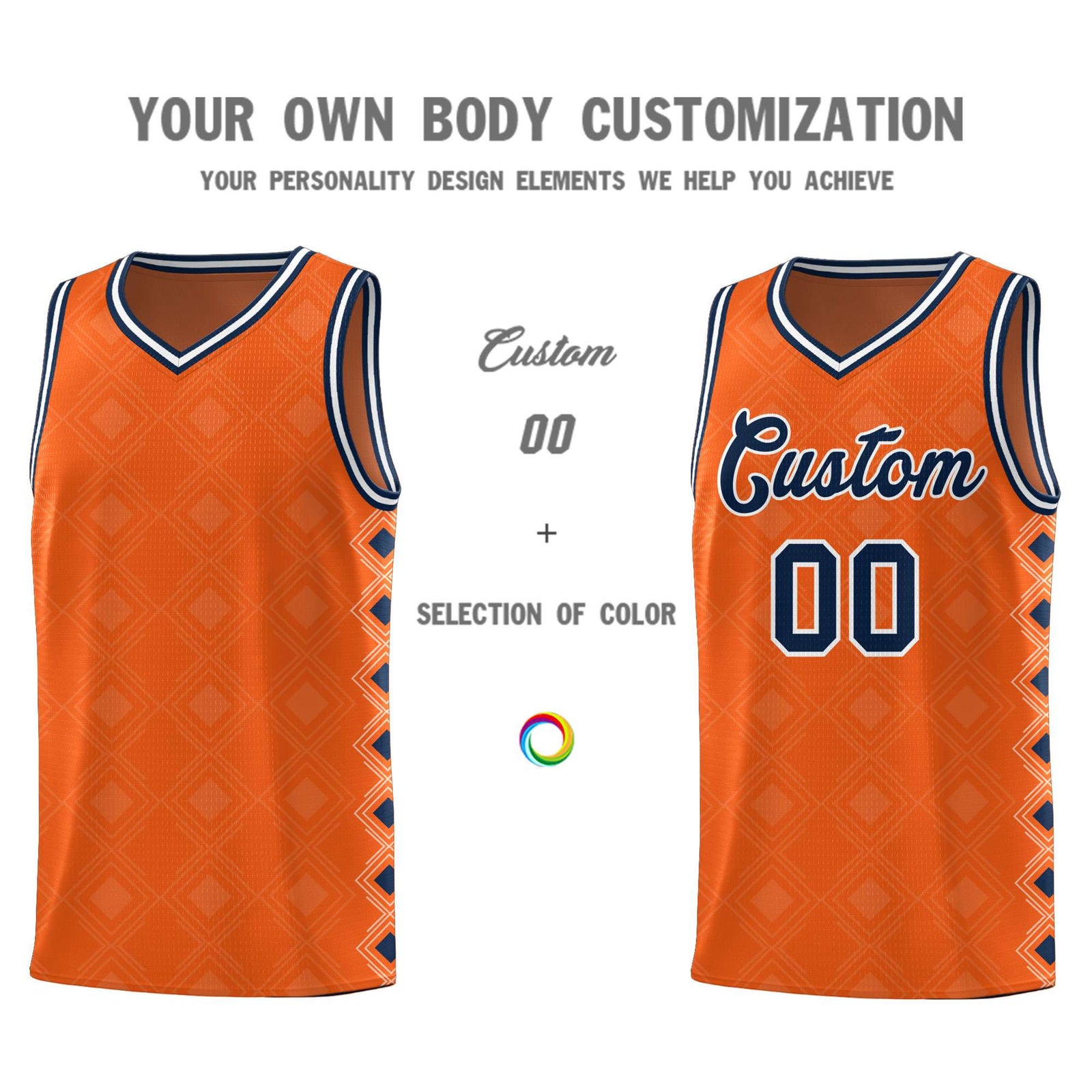 Custom Orange Side Blocks Sports Uniform Basketball Jersey