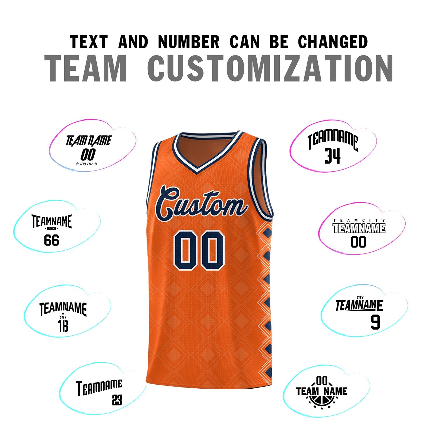 Custom Orange Side Blocks Sports Uniform Basketball Jersey
