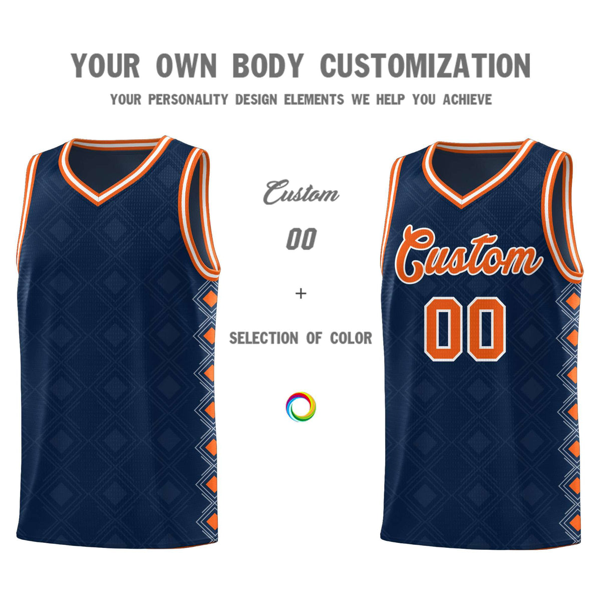 Custom Navy Side Blocks Sports Uniform Basketball Jersey