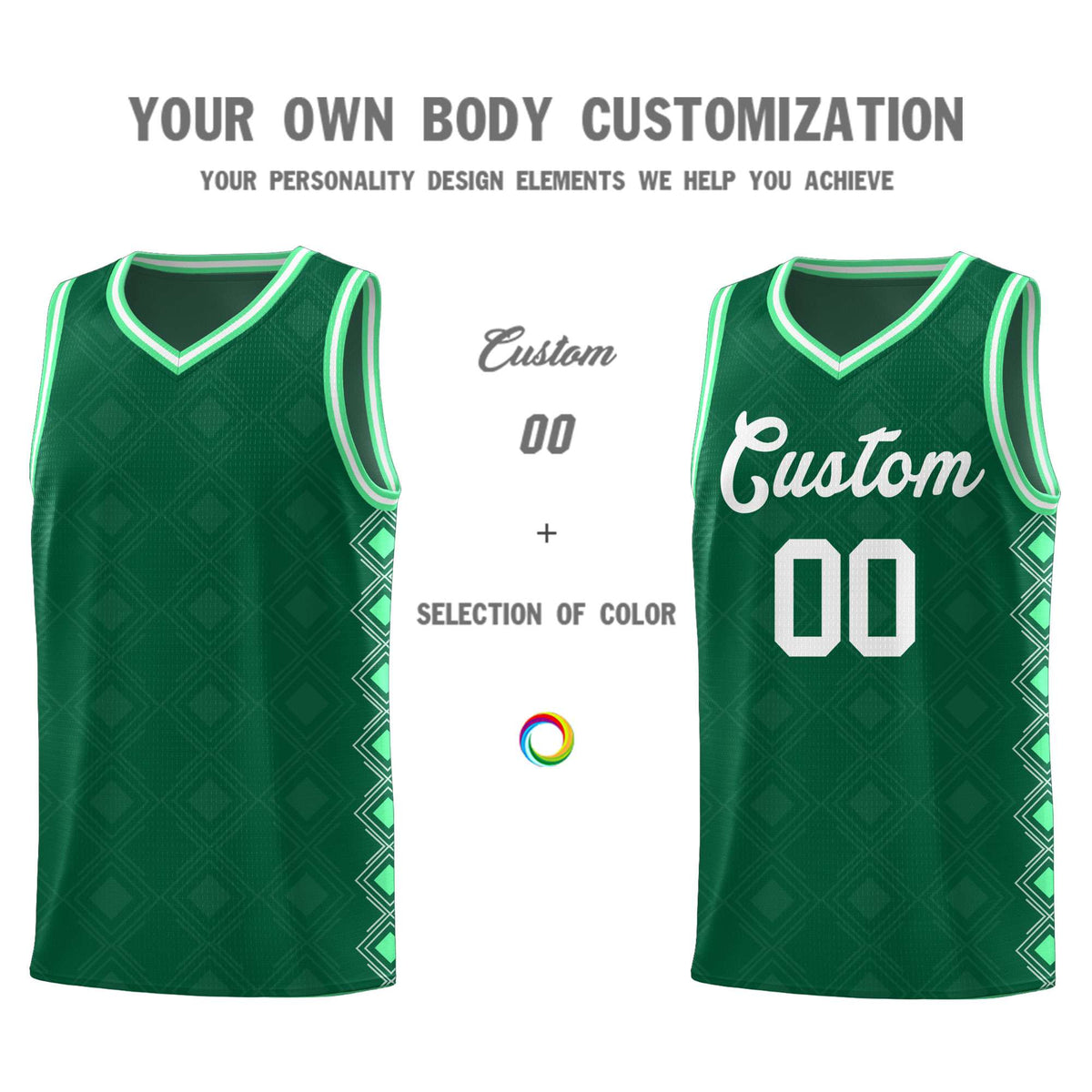 Custom Kelly Green Side Blocks Sports Uniform Basketball Jersey
