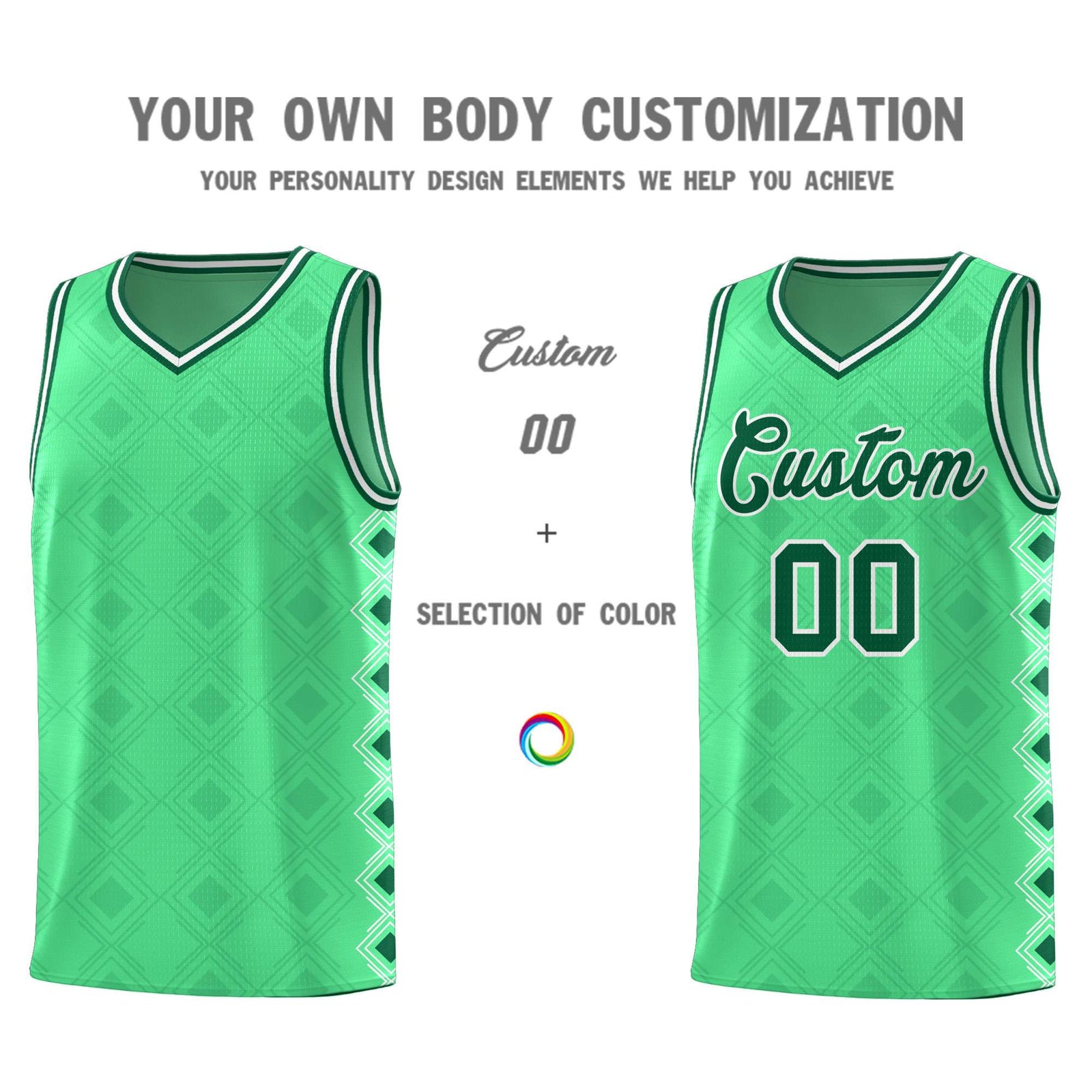 Custom Bright Green Side Blocks Sports Uniform Basketball Jersey