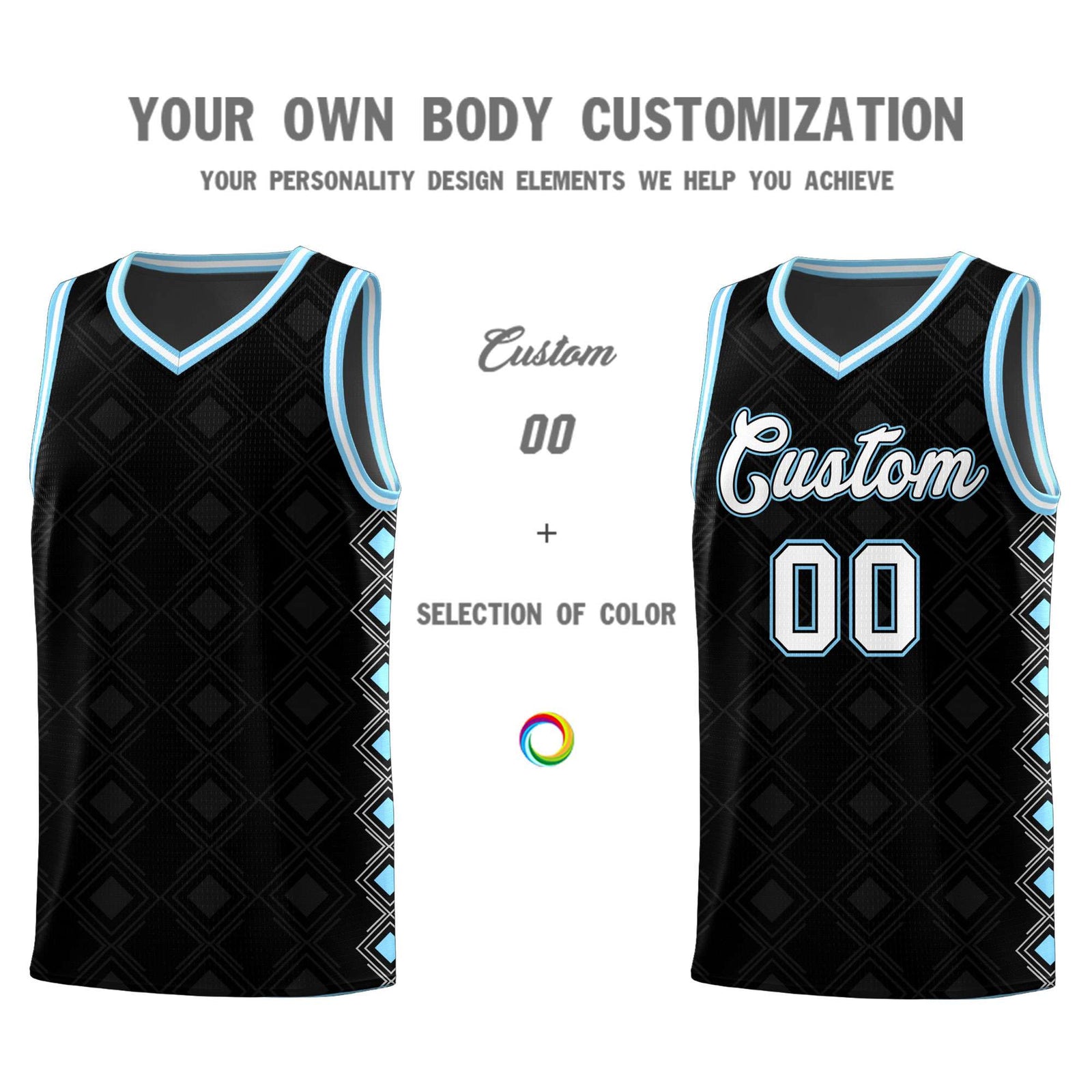 Custom Black Side Blocks Sports Uniform Basketball Jersey