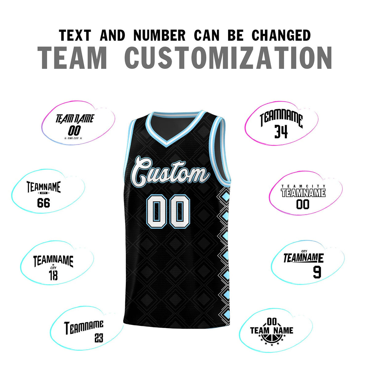 Custom Black Side Blocks Sports Uniform Basketball Jersey