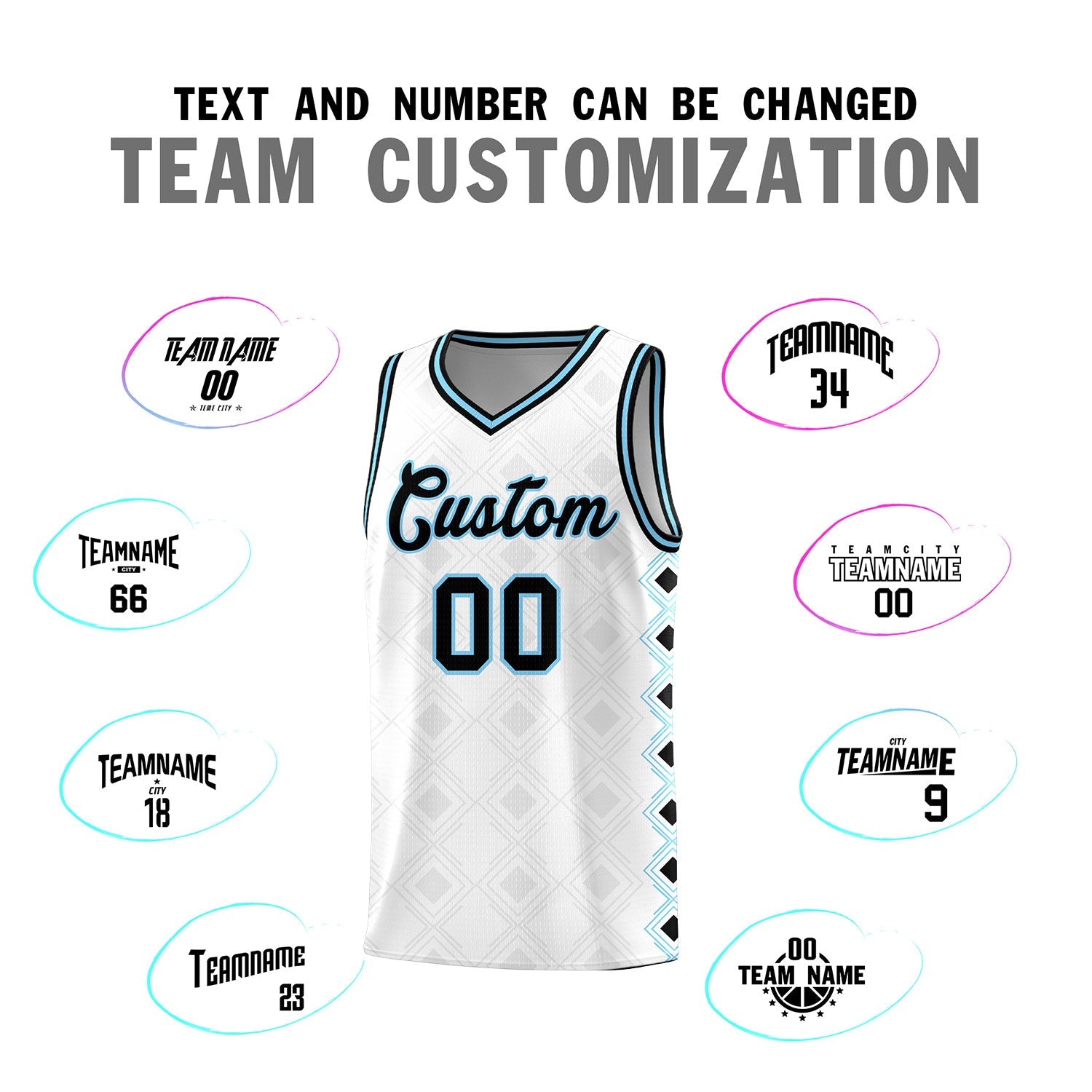 Custom White Side Blocks Sports Uniform Basketball Jersey