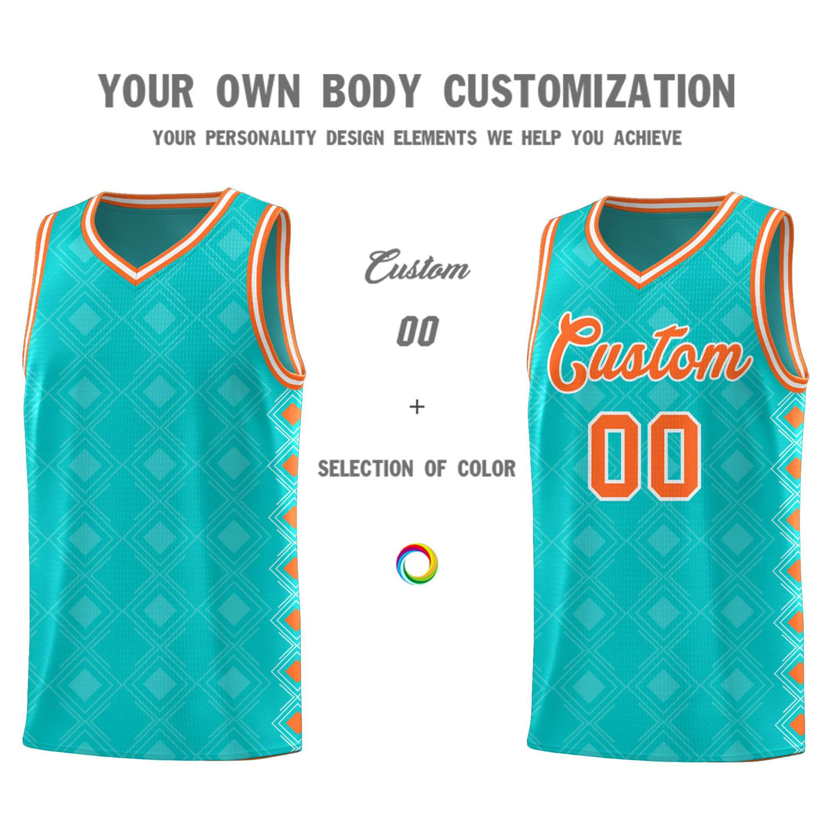 Custom Aqua Side Blocks Sports Uniform Basketball Jersey