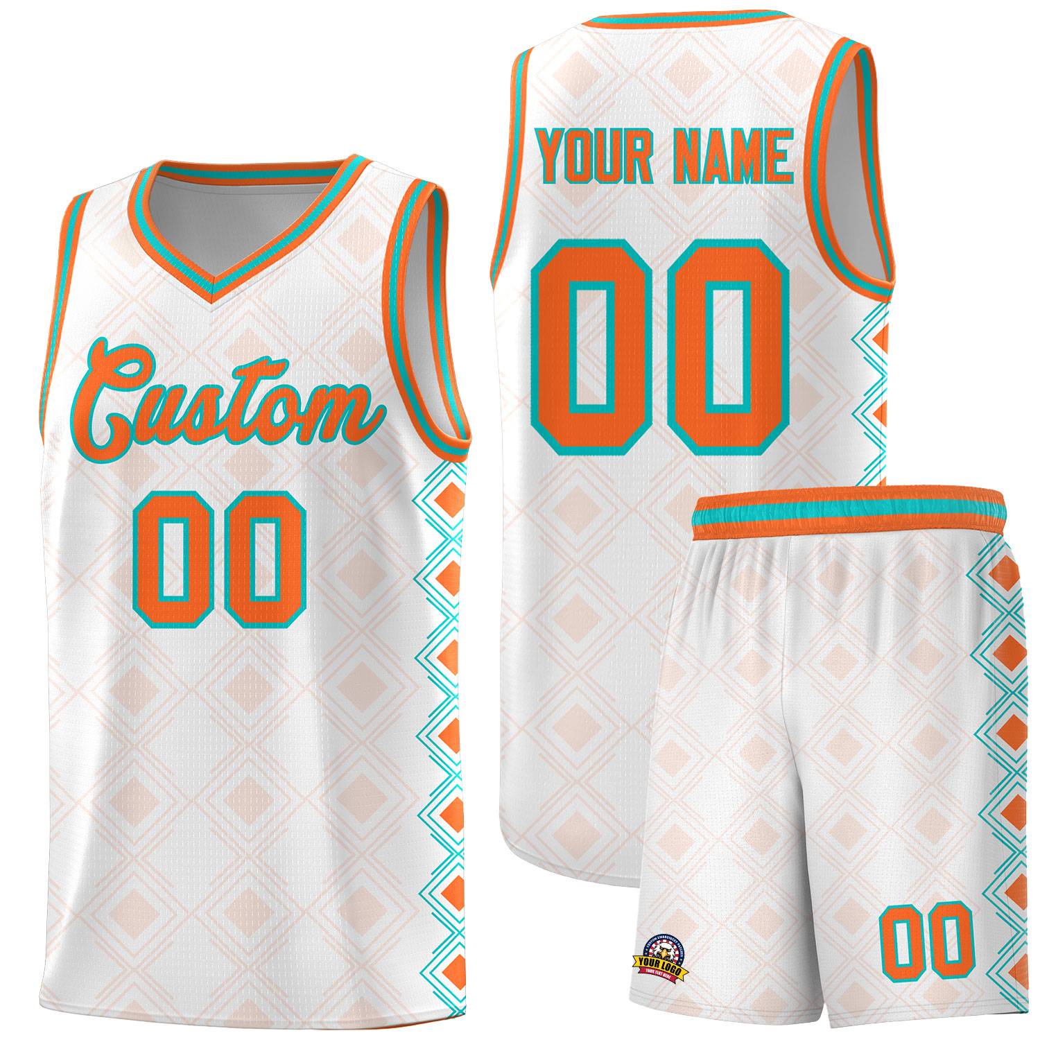Custom White Side Blocks Sports Uniform Basketball Jersey