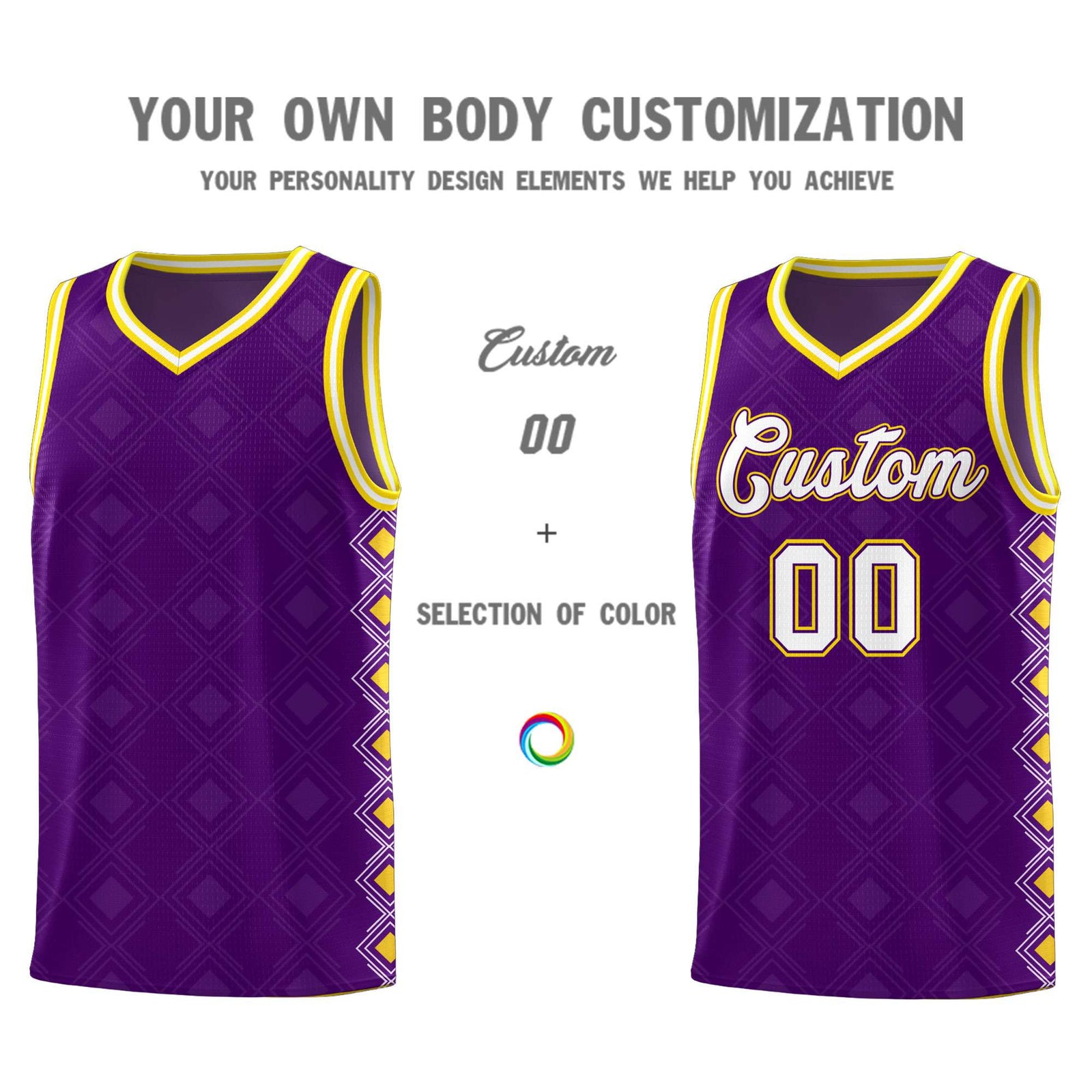 Custom Purple Side Blocks Sports Uniform Basketball Jersey