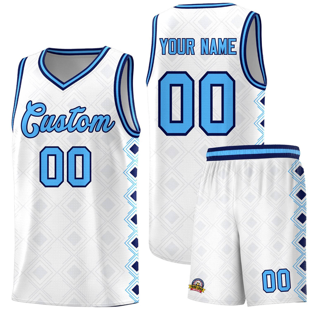 Custom White Side Blocks Sports Uniform Basketball Jersey