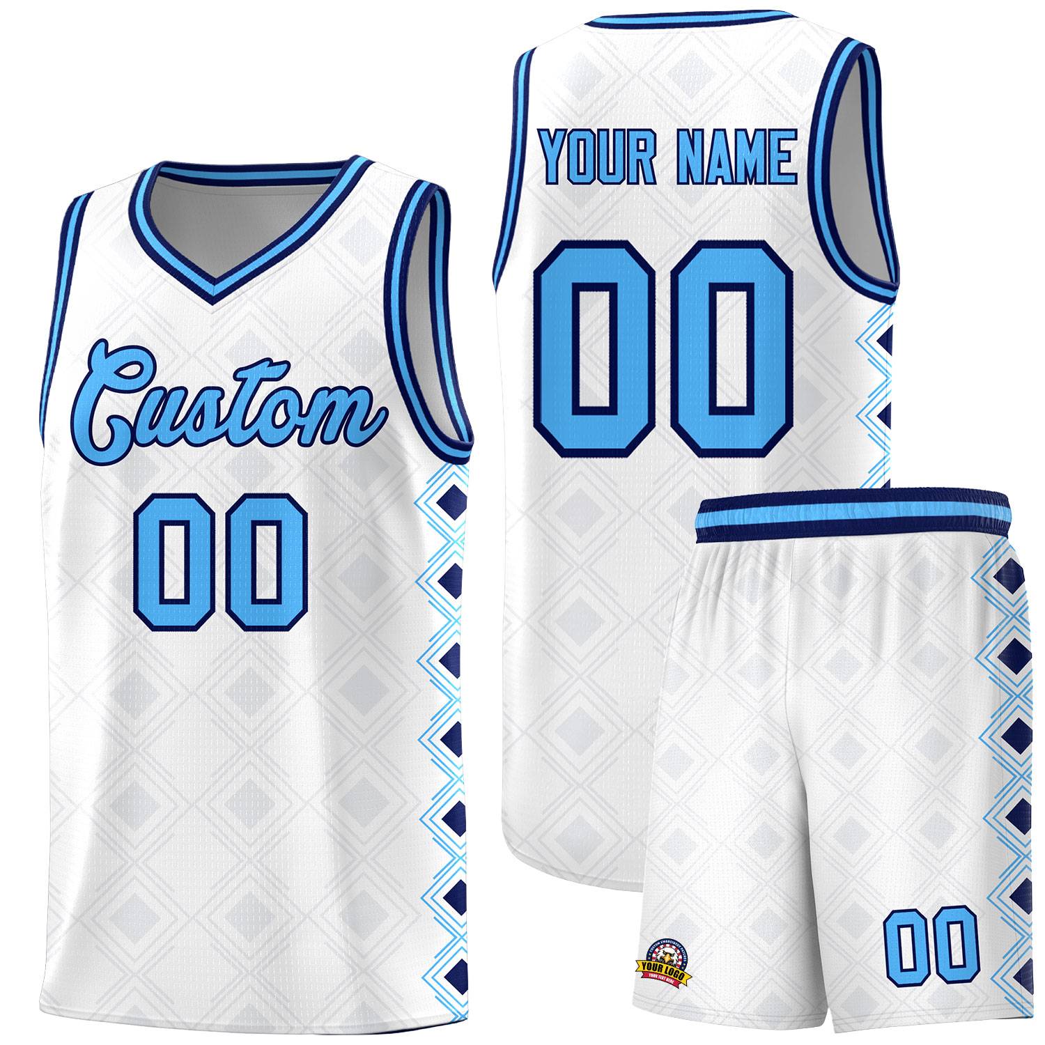Custom White Side Blocks Sports Uniform Basketball Jersey