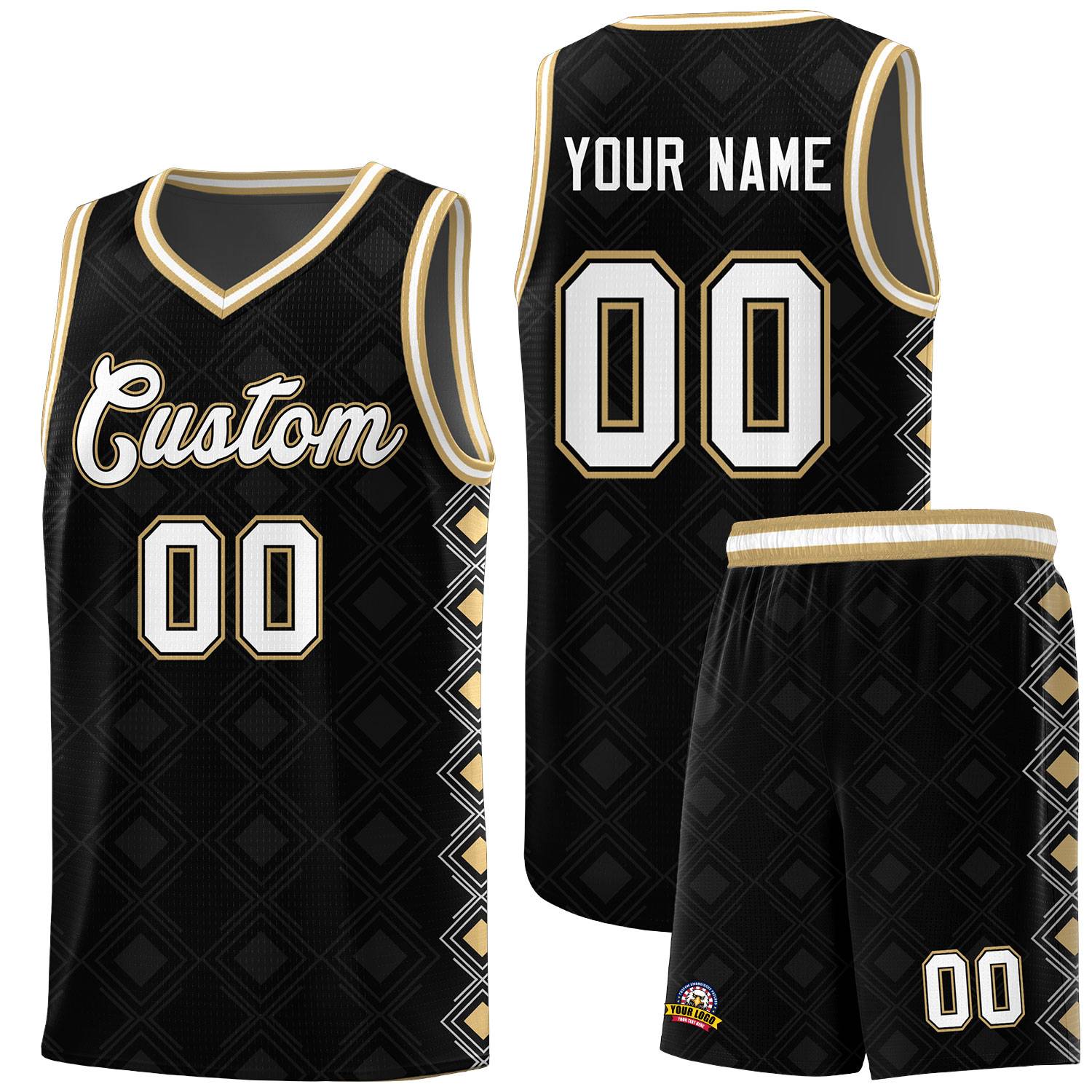 Custom Black Side Blocks Sports Uniform Basketball Jersey