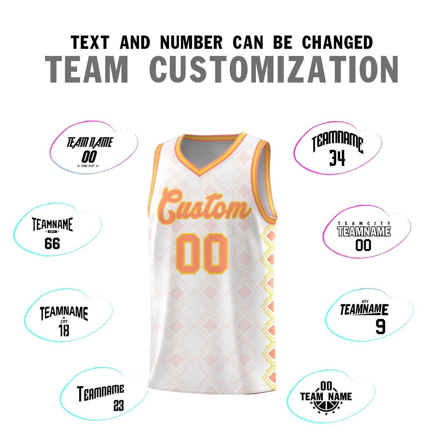 Custom White Side Blocks Sports Uniform Basketball Jersey