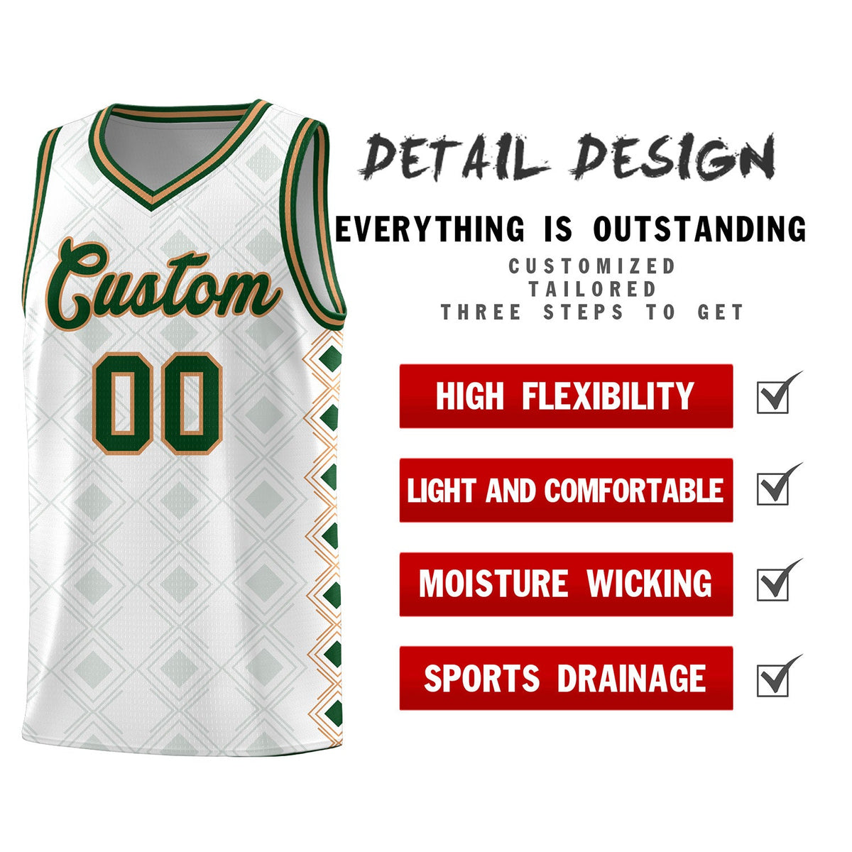 Custom White Side Blocks Sports Uniform Basketball Jersey