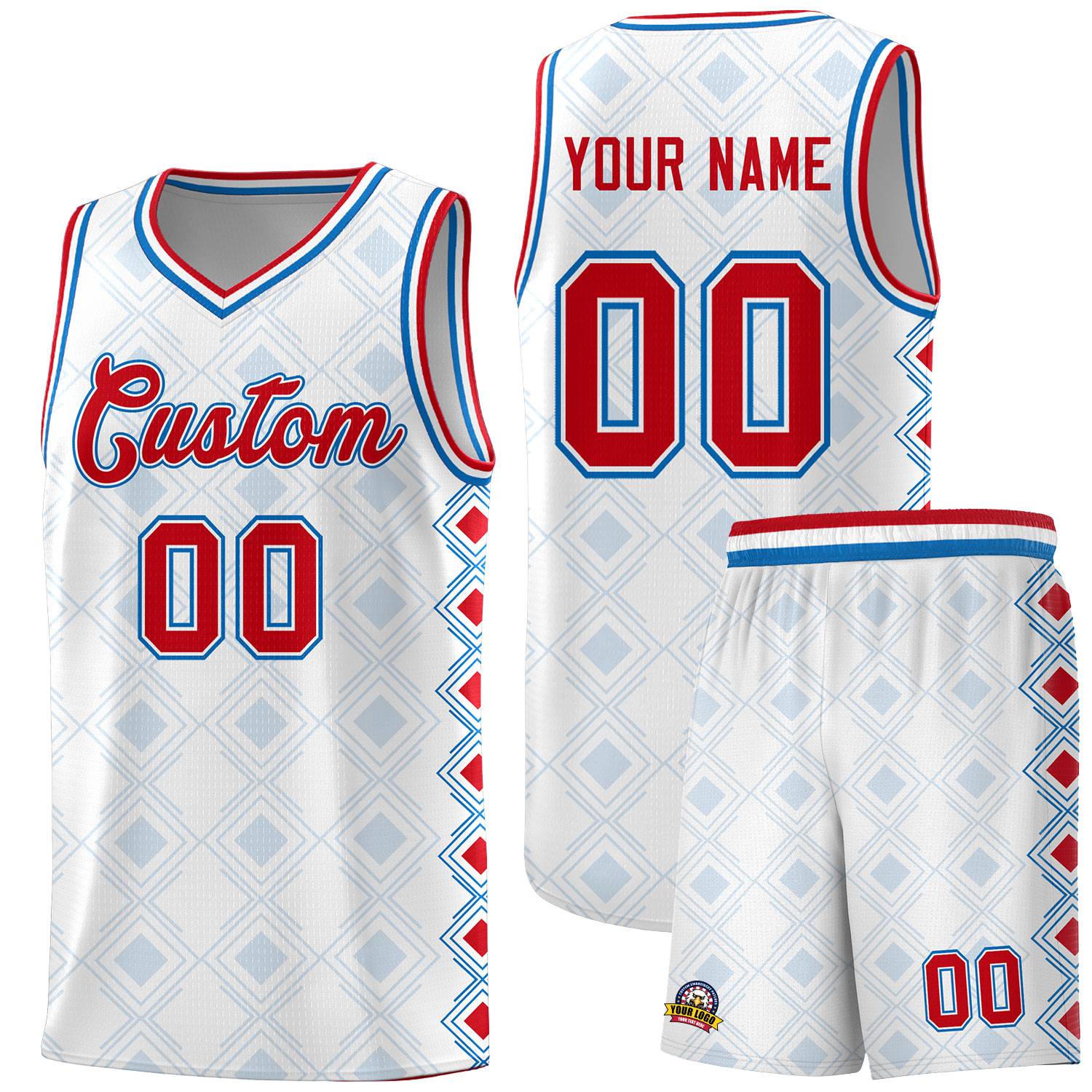 Custom White Side Blocks Sports Uniform Basketball Jersey