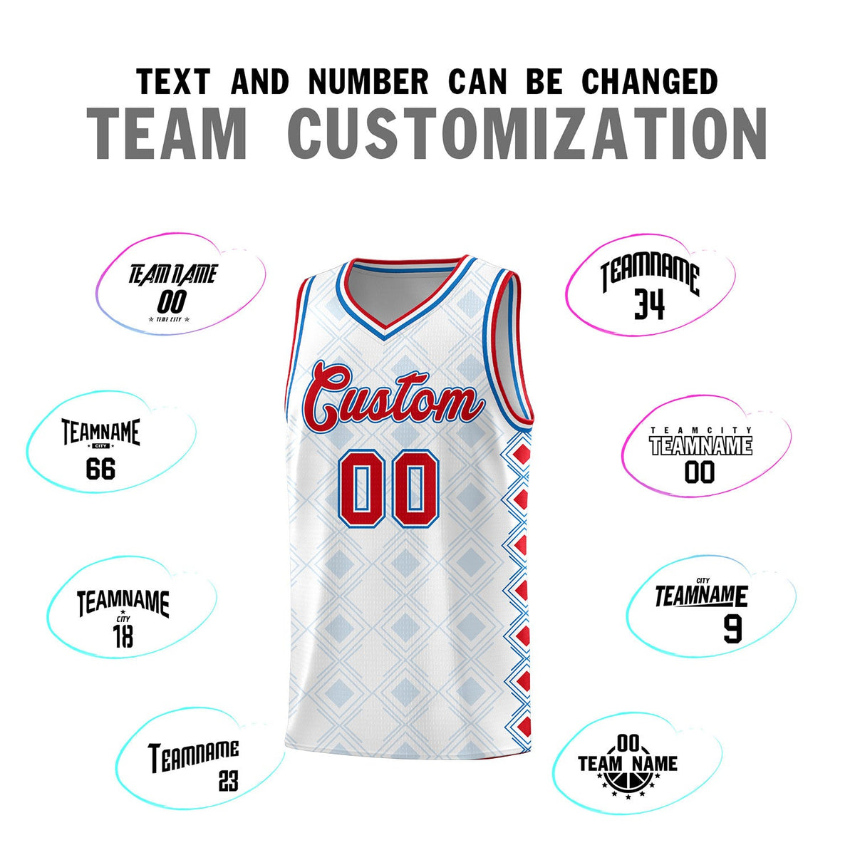 Custom White Side Blocks Sports Uniform Basketball Jersey