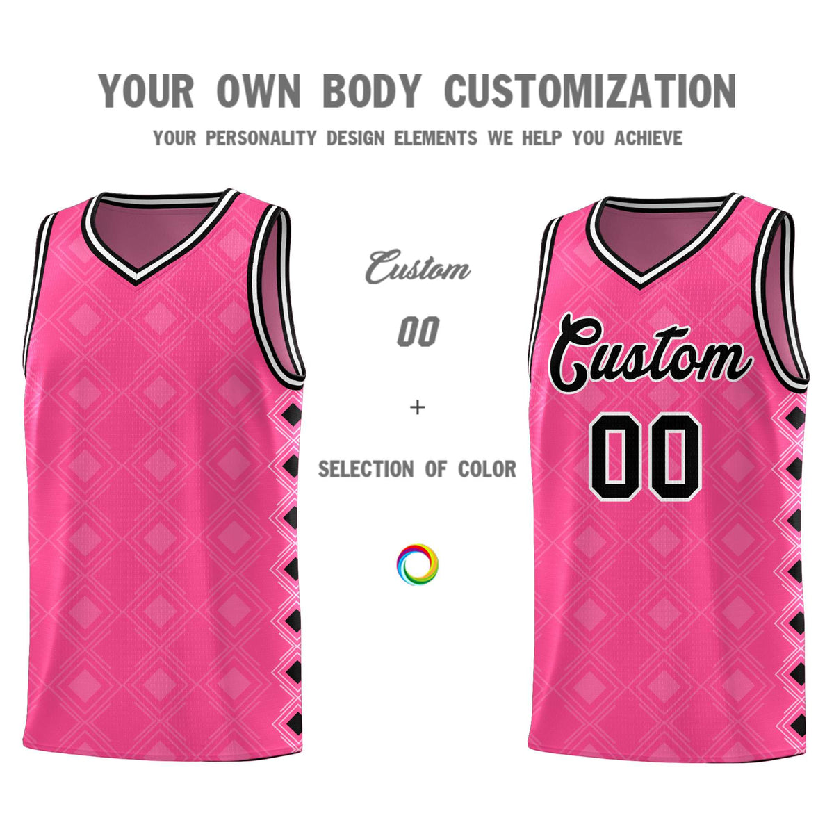 Custom Pink Side Blocks Sports Uniform Basketball Jersey