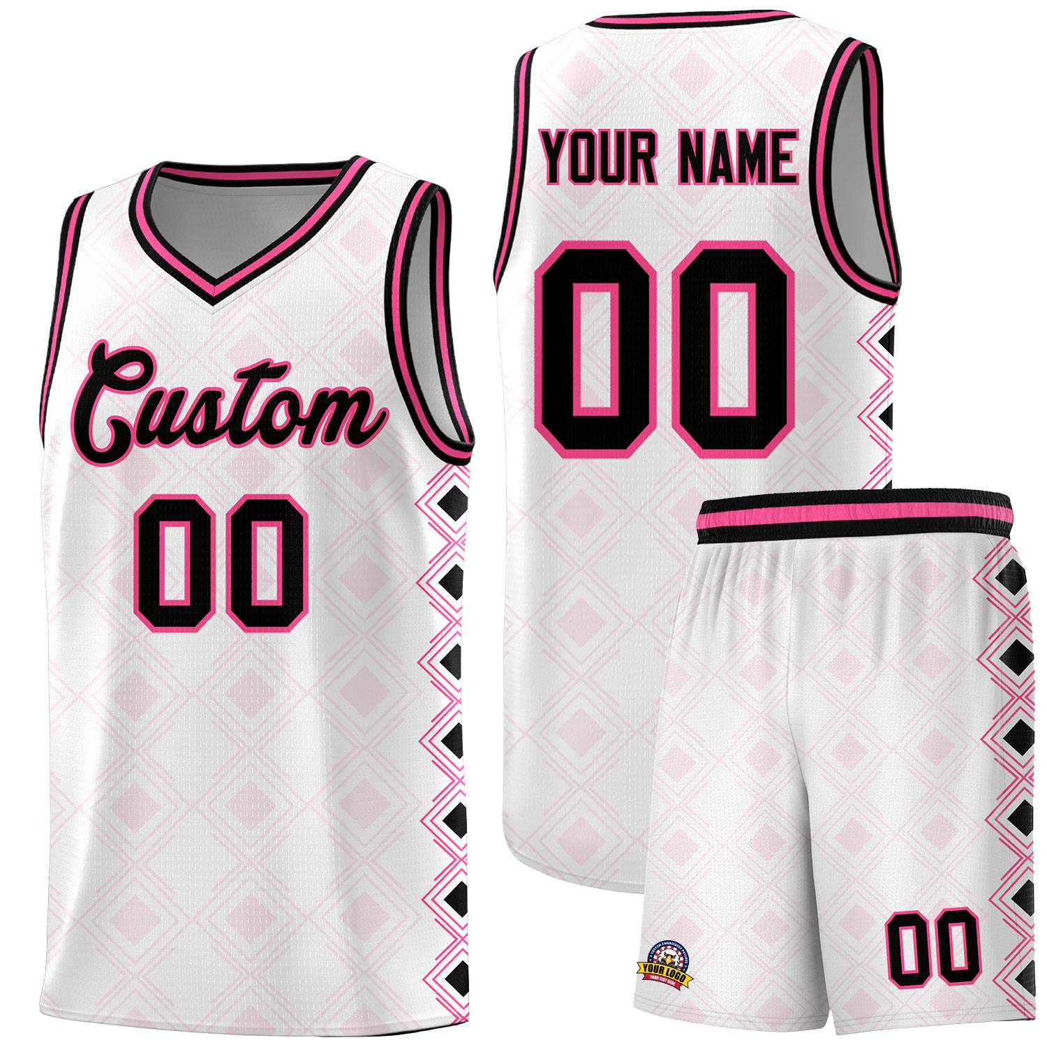 Custom White Side Blocks Sports Uniform Basketball Jersey