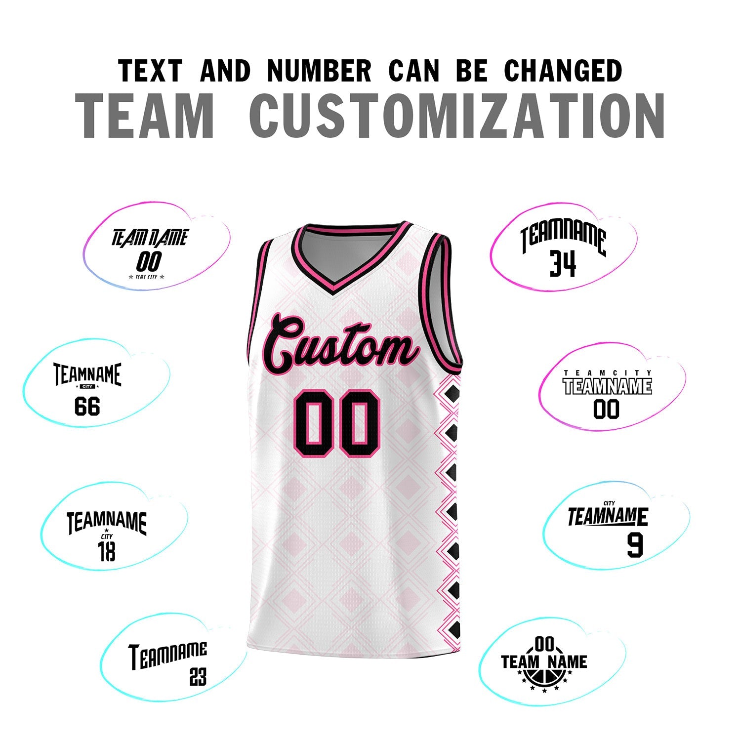 Custom White Side Blocks Sports Uniform Basketball Jersey