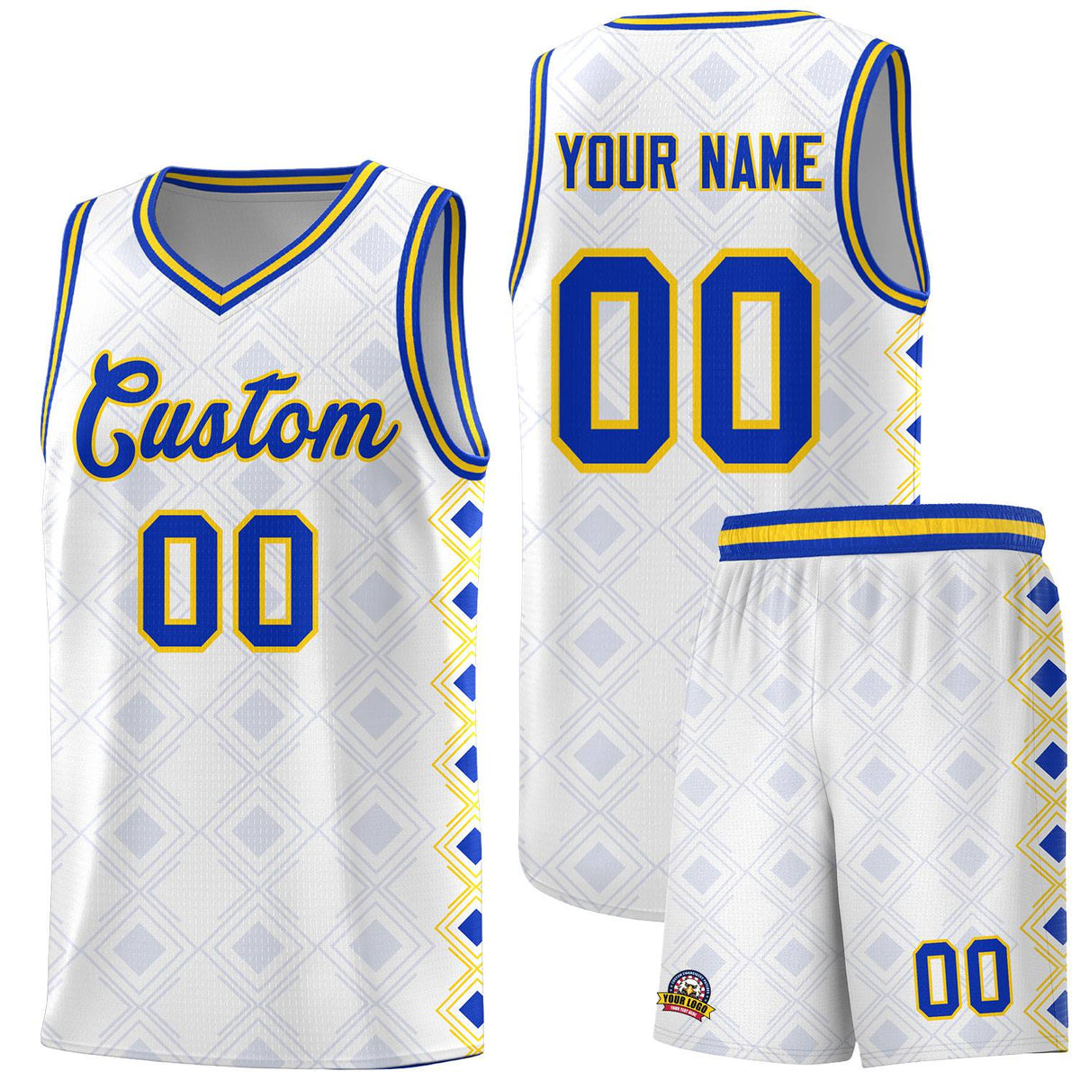 Custom White Side Blocks Sports Uniform Basketball Jersey