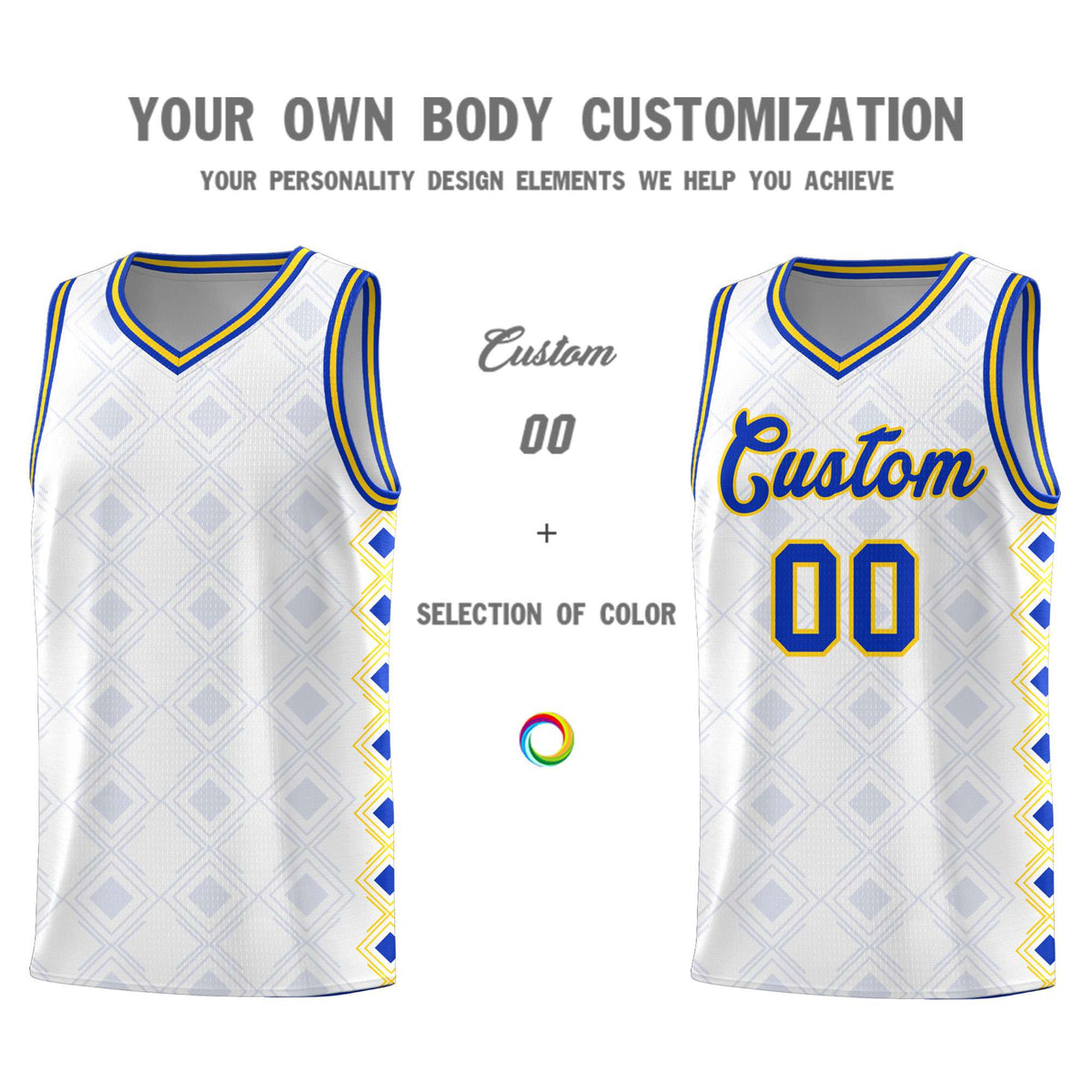 Custom White Side Blocks Sports Uniform Basketball Jersey