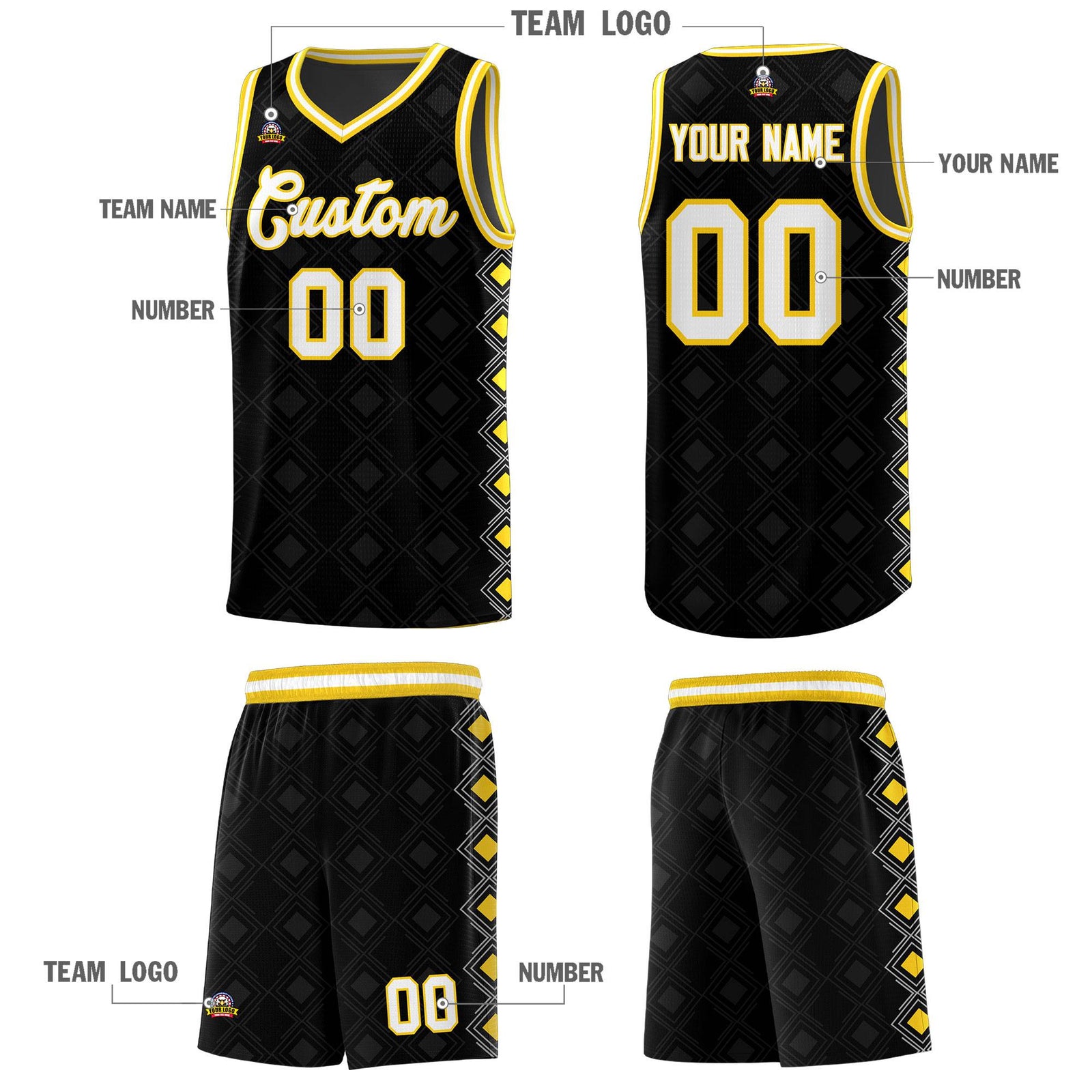 Custom Black Side Blocks Sports Uniform Basketball Jersey