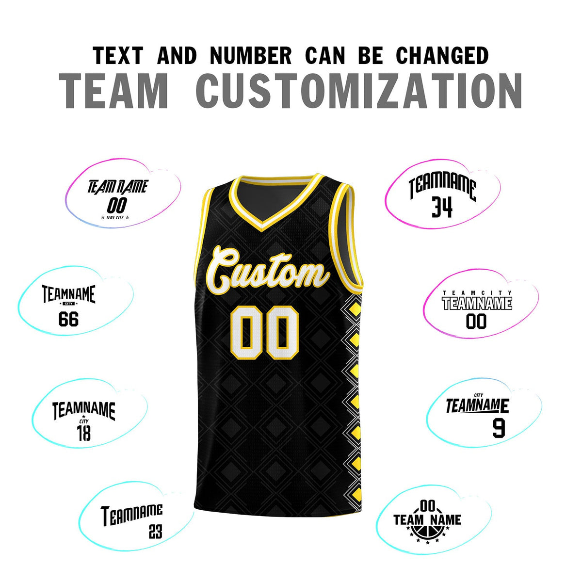 Custom Black Side Blocks Sports Uniform Basketball Jersey