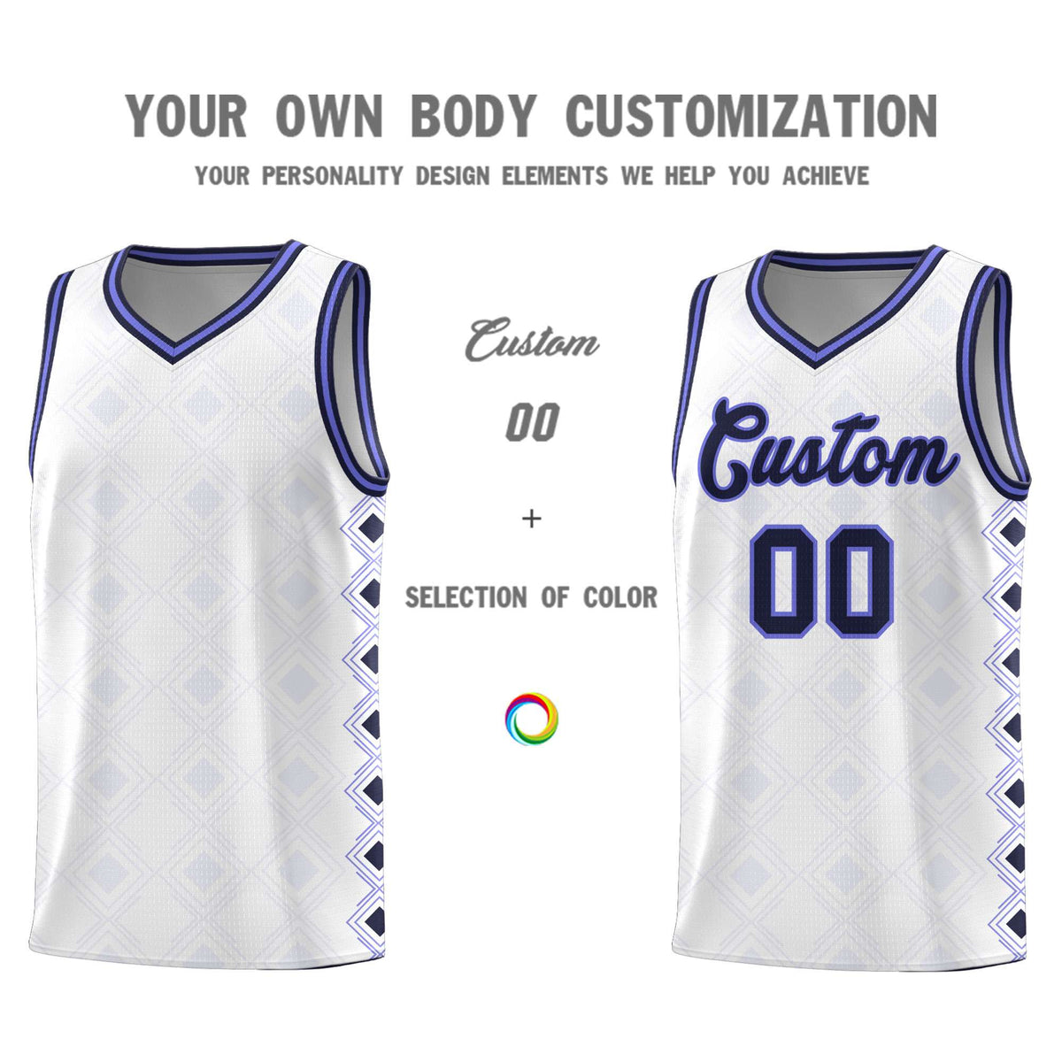 Custom White Side Blocks Sports Uniform Basketball Jersey