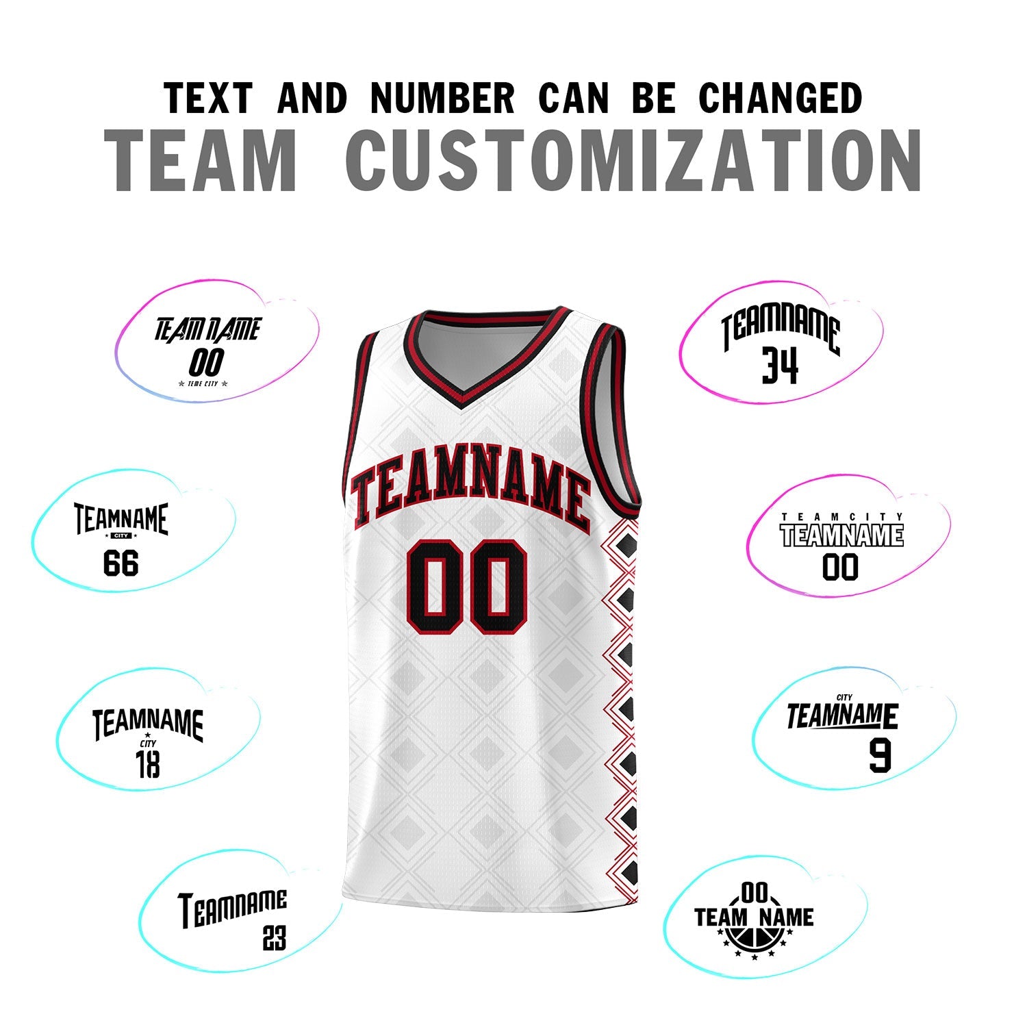 Custom White Side Blocks Sports Uniform Basketball Jersey