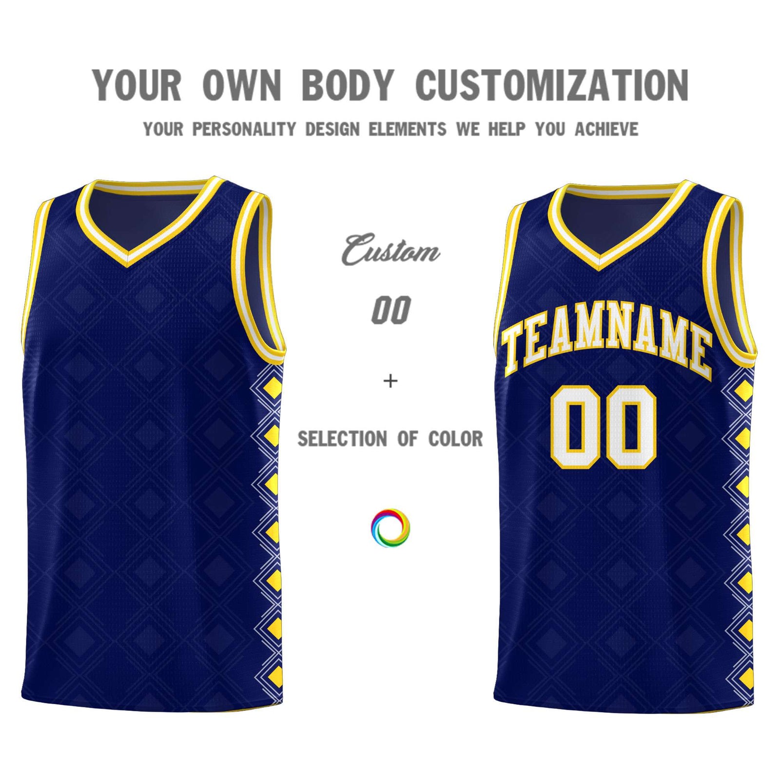 Custom Navy Side Blocks Sports Uniform Basketball Jersey