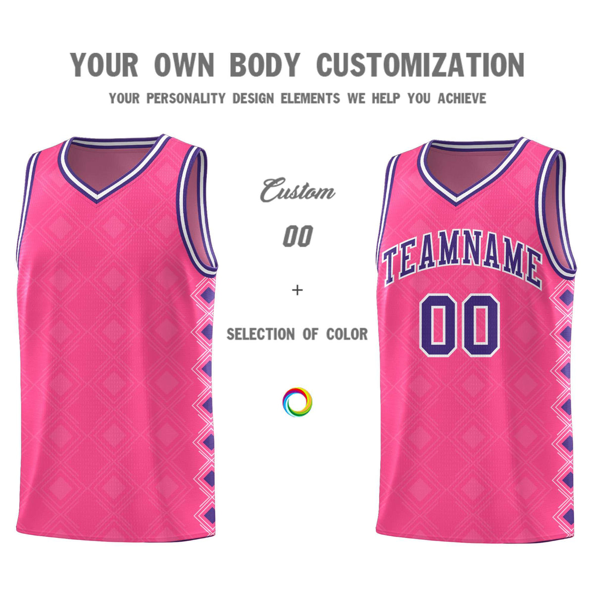 Custom Pink Side Blocks Sports Uniform Basketball Jersey