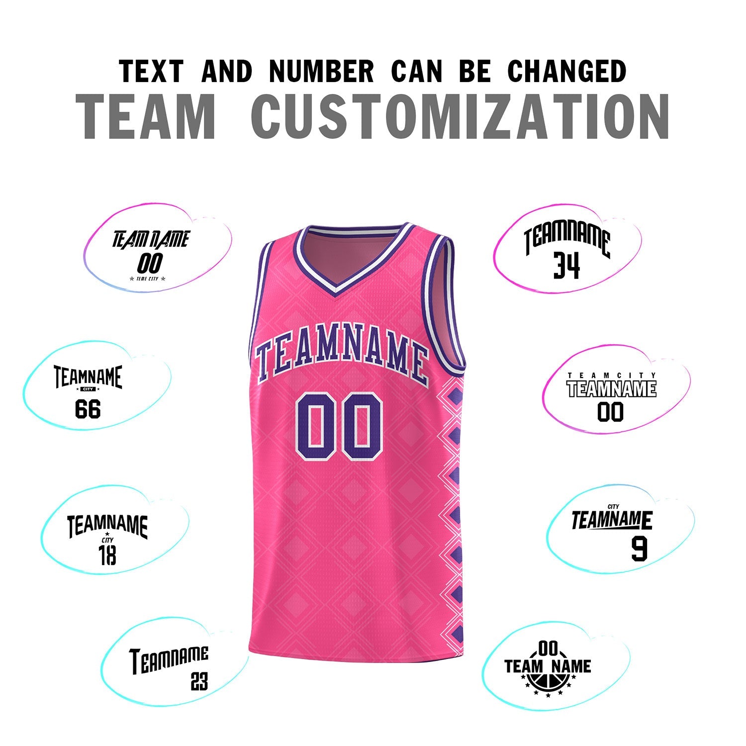 Custom Pink Side Blocks Sports Uniform Basketball Jersey