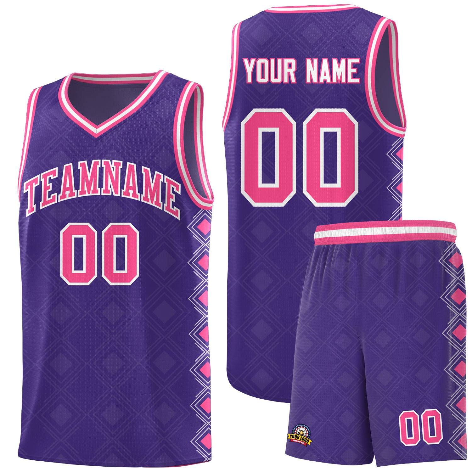 Custom Purple Side Blocks Sports Uniform Basketball Jersey