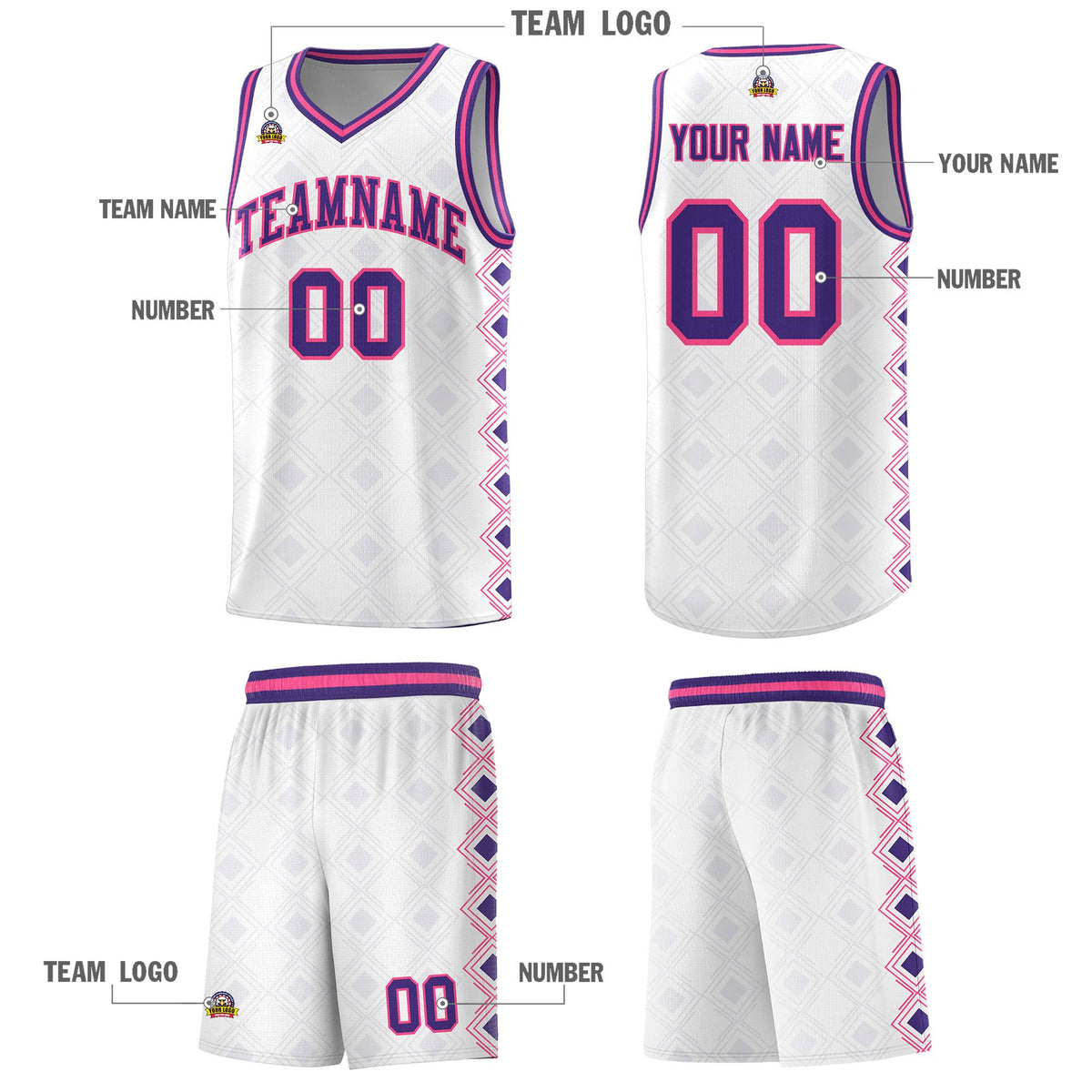 Custom White Side Blocks Sports Uniform Basketball Jersey