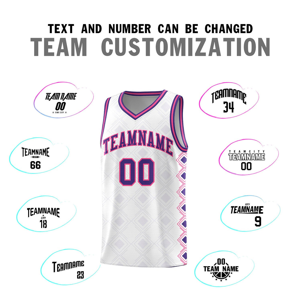 Custom White Side Blocks Sports Uniform Basketball Jersey