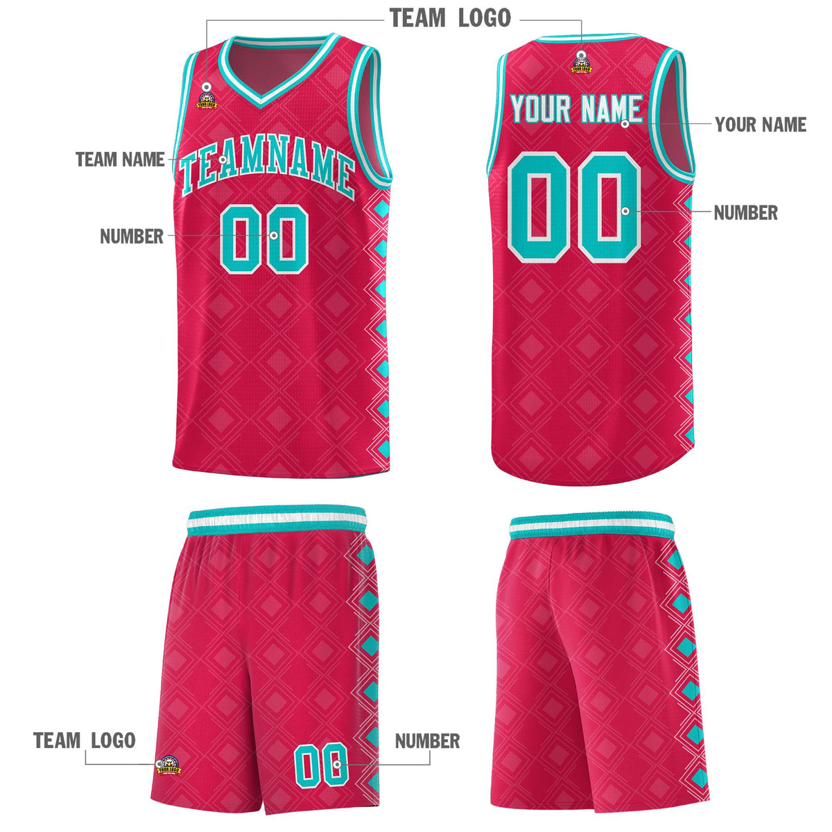 Custom Red Side Blocks Sports Uniform Basketball Jersey