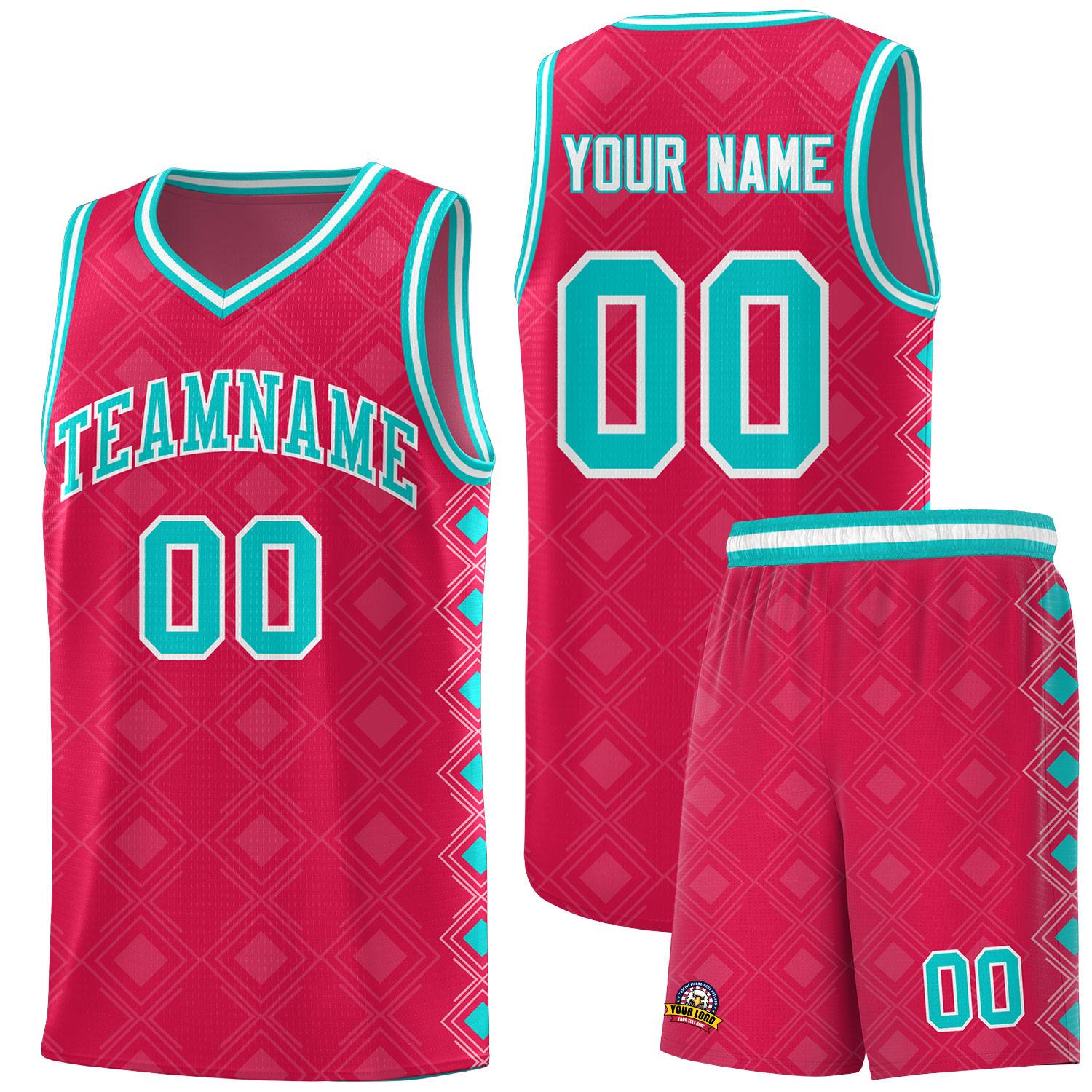 Custom Red Side Blocks Sports Uniform Basketball Jersey